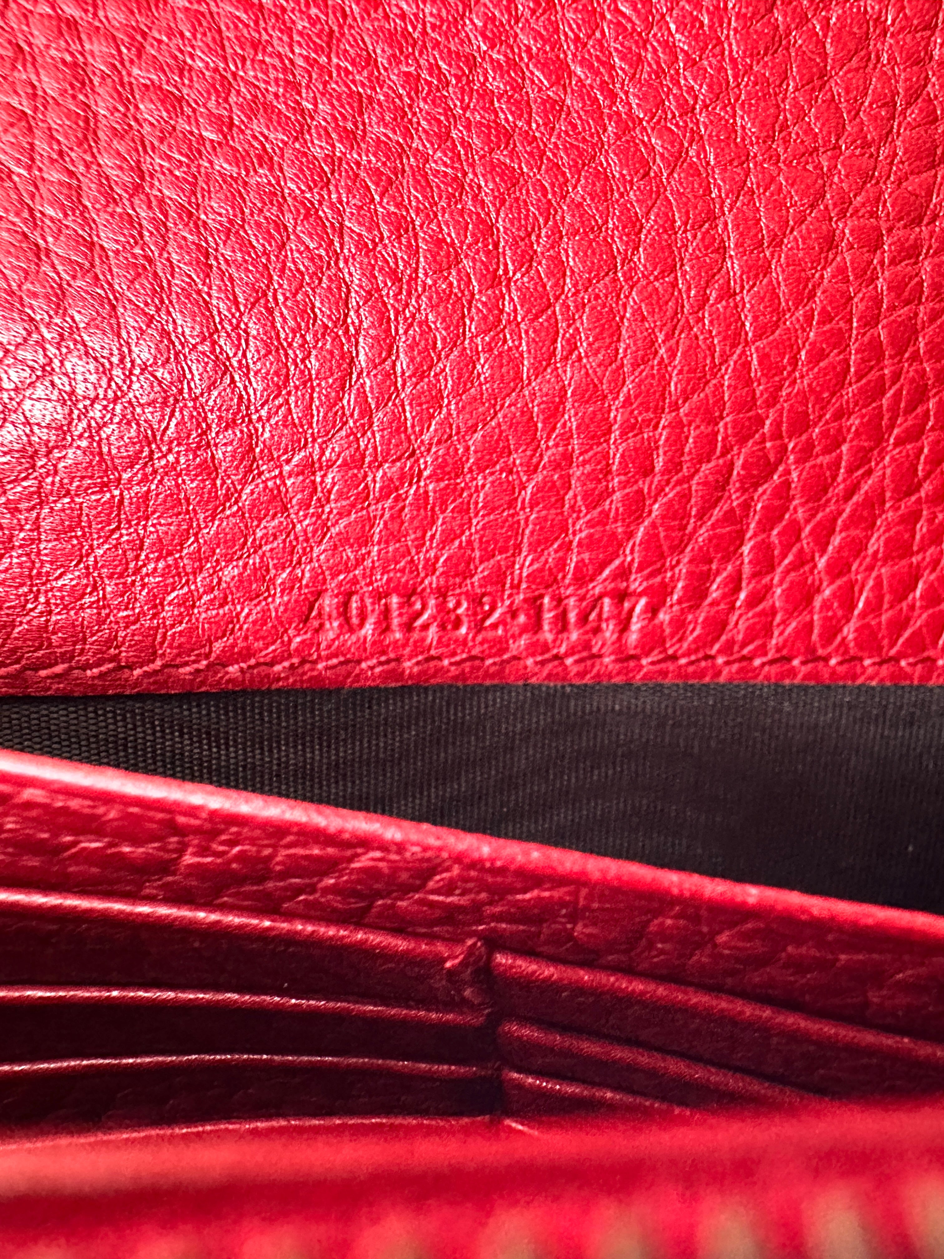 Gucci GG Marmont Red Leather Wallet On Chain GG1064