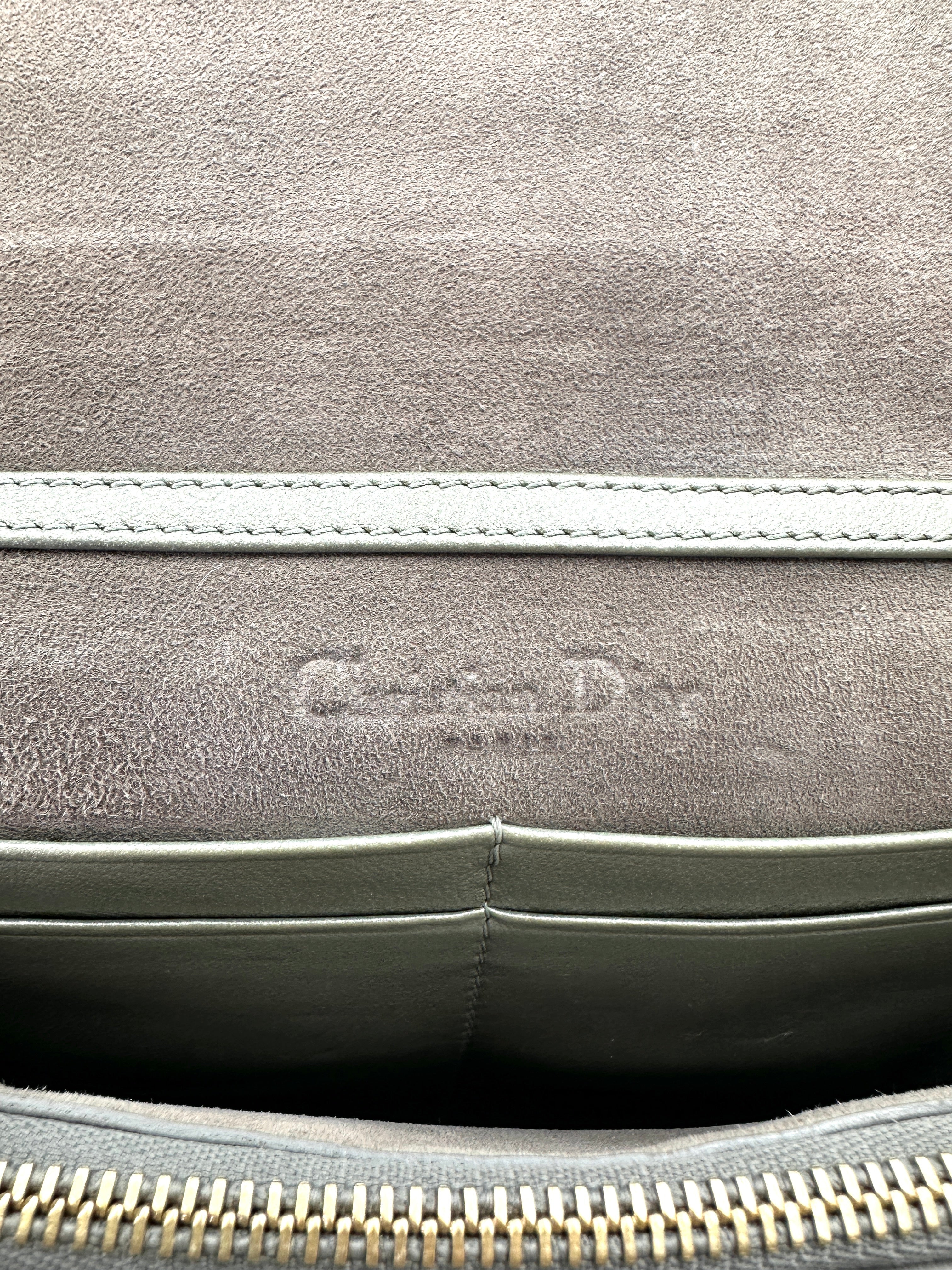 Christian Dior Lady Dior Silver Cannage Leather Chain Clutch DR742