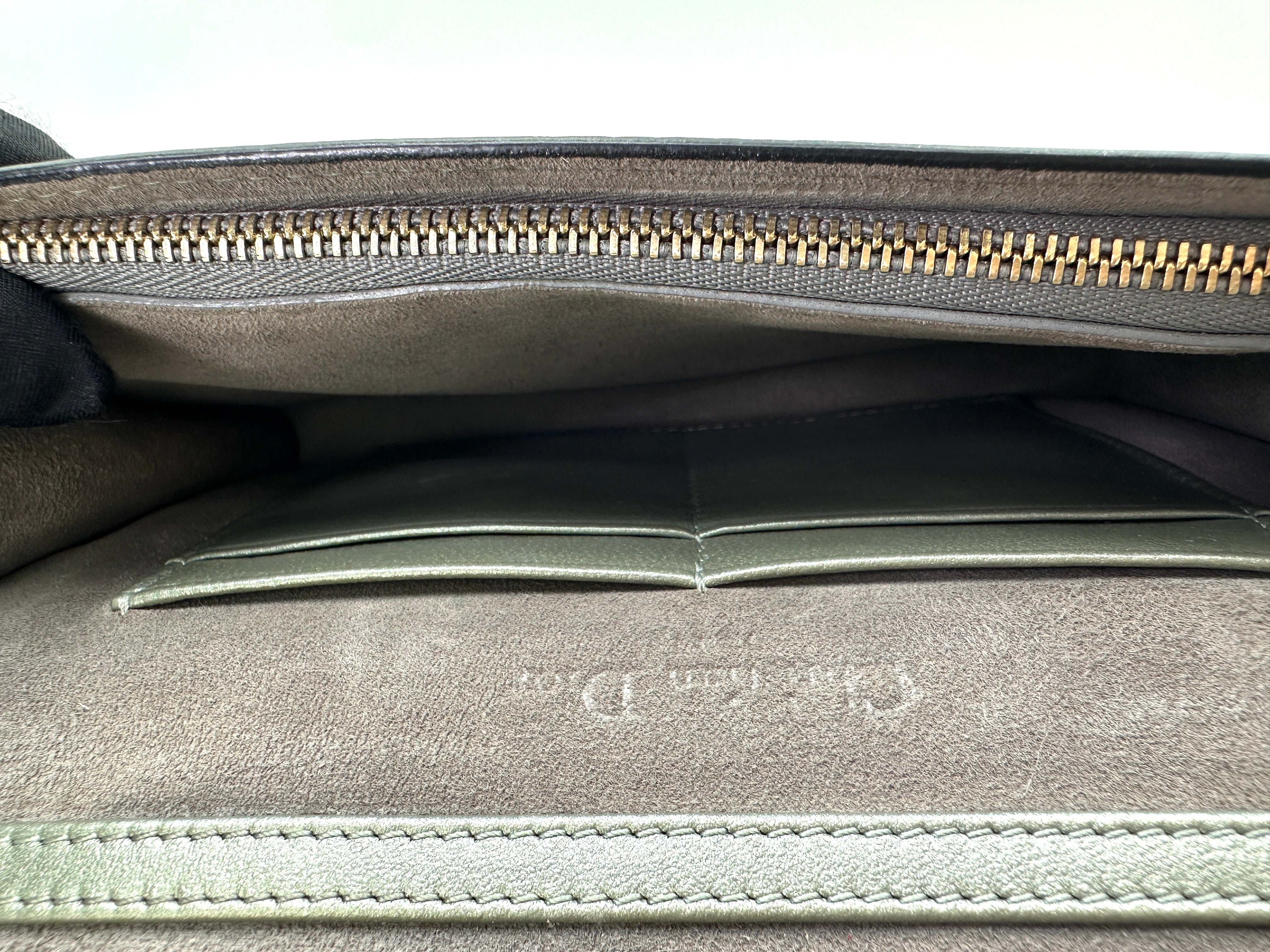 Christian Dior Lady Dior Silver Cannage Leather Chain Clutch DR742