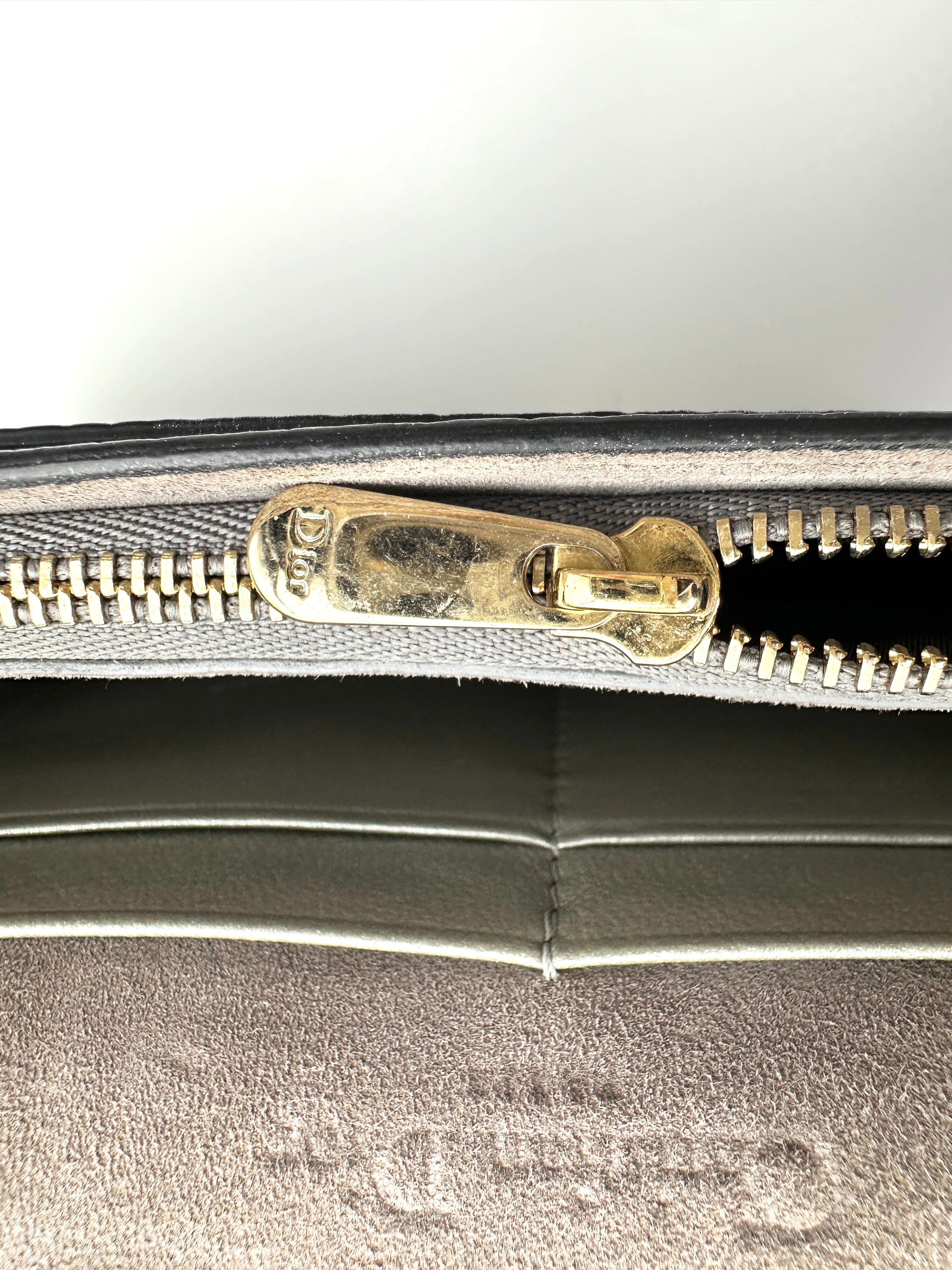Christian Dior Lady Dior Silver Cannage Leather Chain Clutch DR742