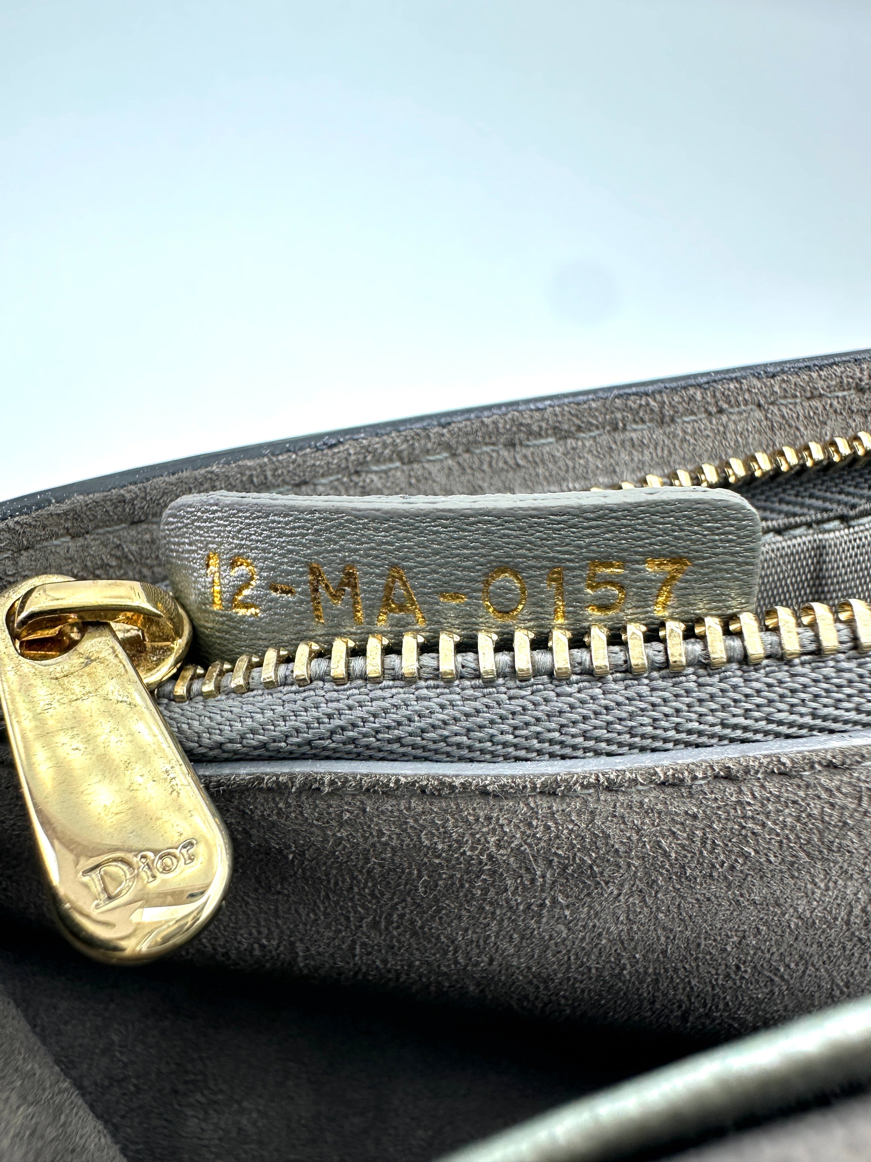 Christian Dior Lady Dior Silver Cannage Leather Chain Clutch DR742
