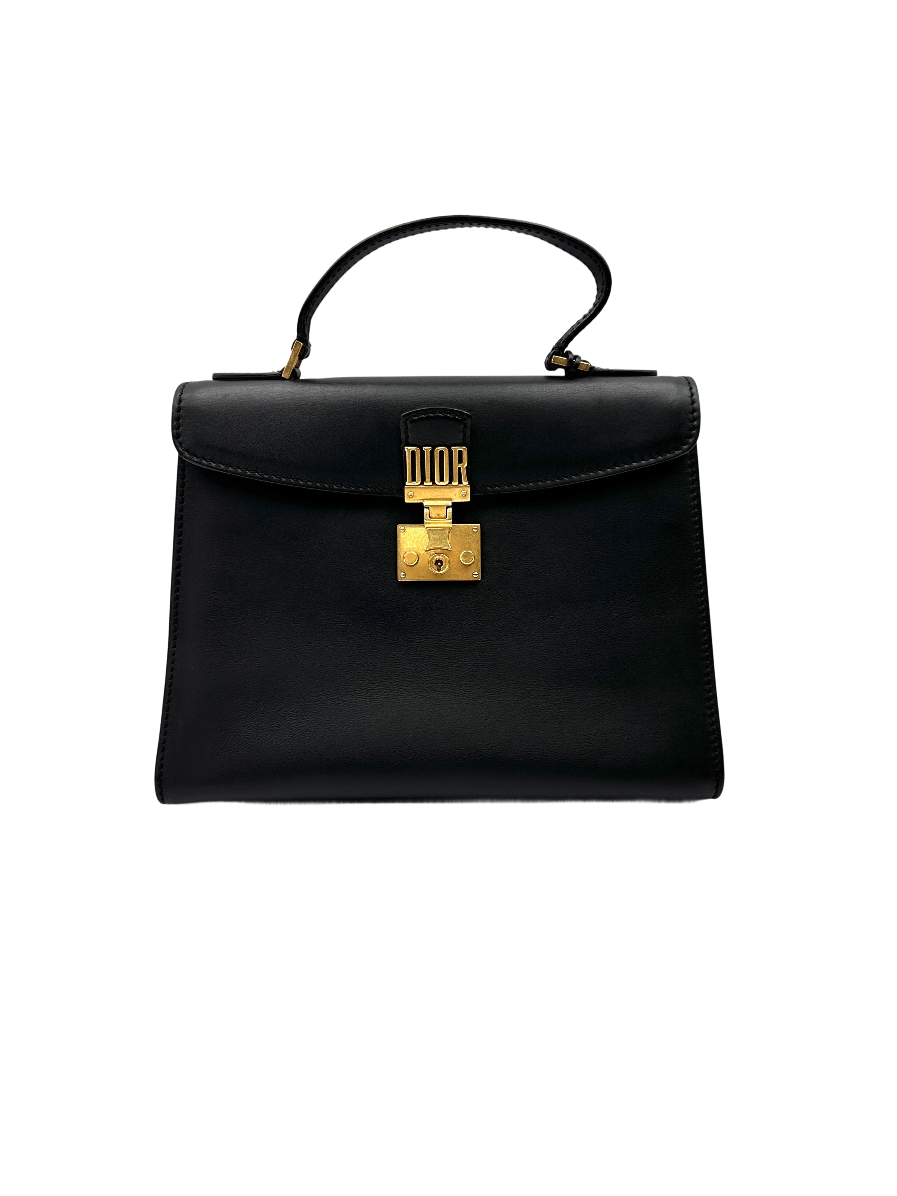 Christian Dior Addict Black Leather Handle Bag DR744