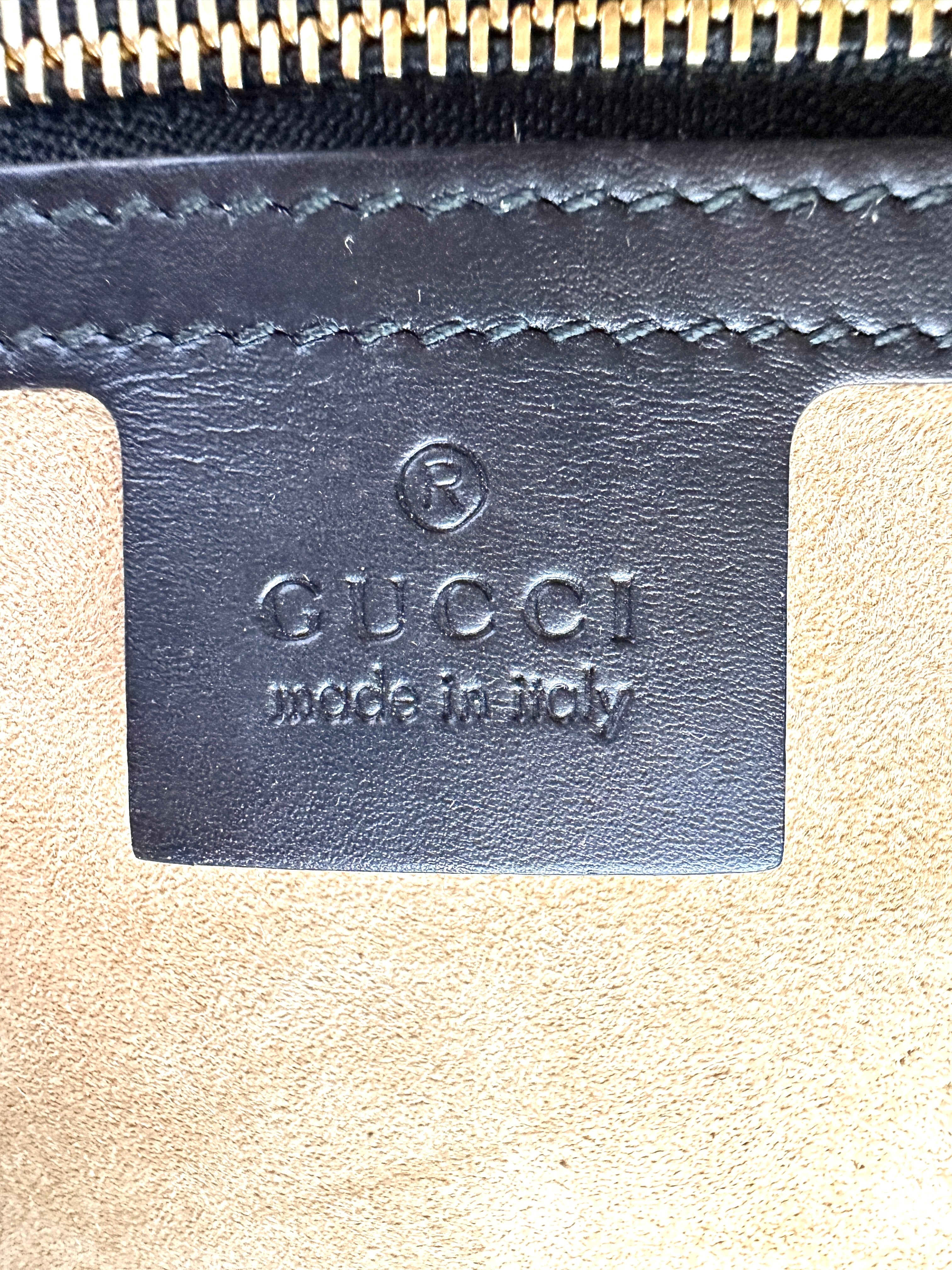Gucci Sylvie Black Leather Medium Size Shoulder Bag GG1077