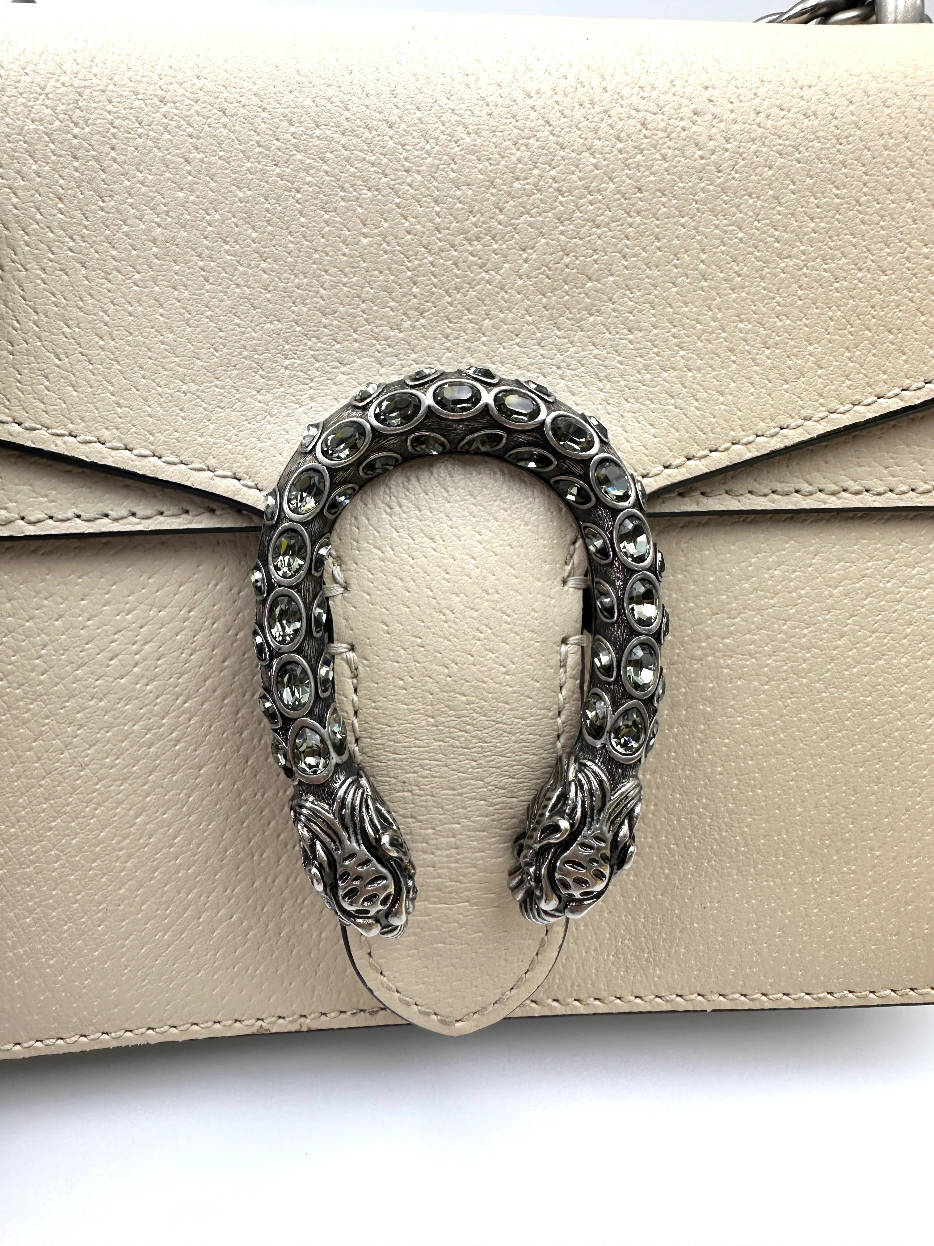 Gucci Dionysus White Leather Small Size Shoulder Bag GG1072