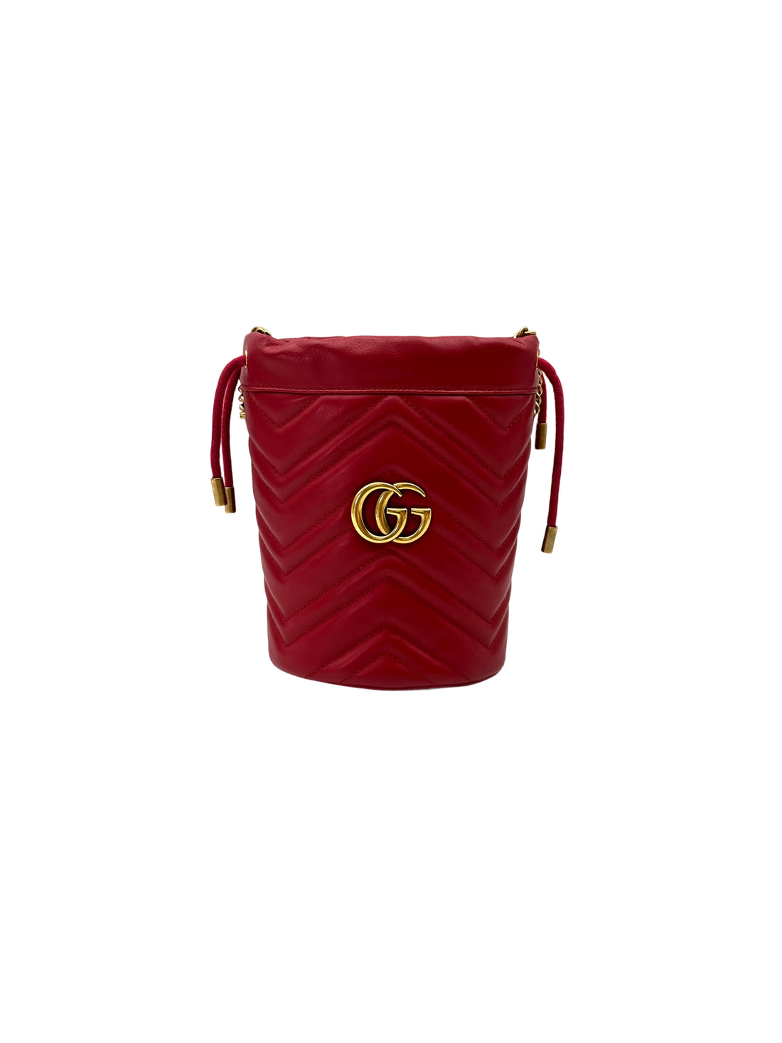 Gucci GG Marmont Red Matelasse Leather Mini Bucket Bag GG1069