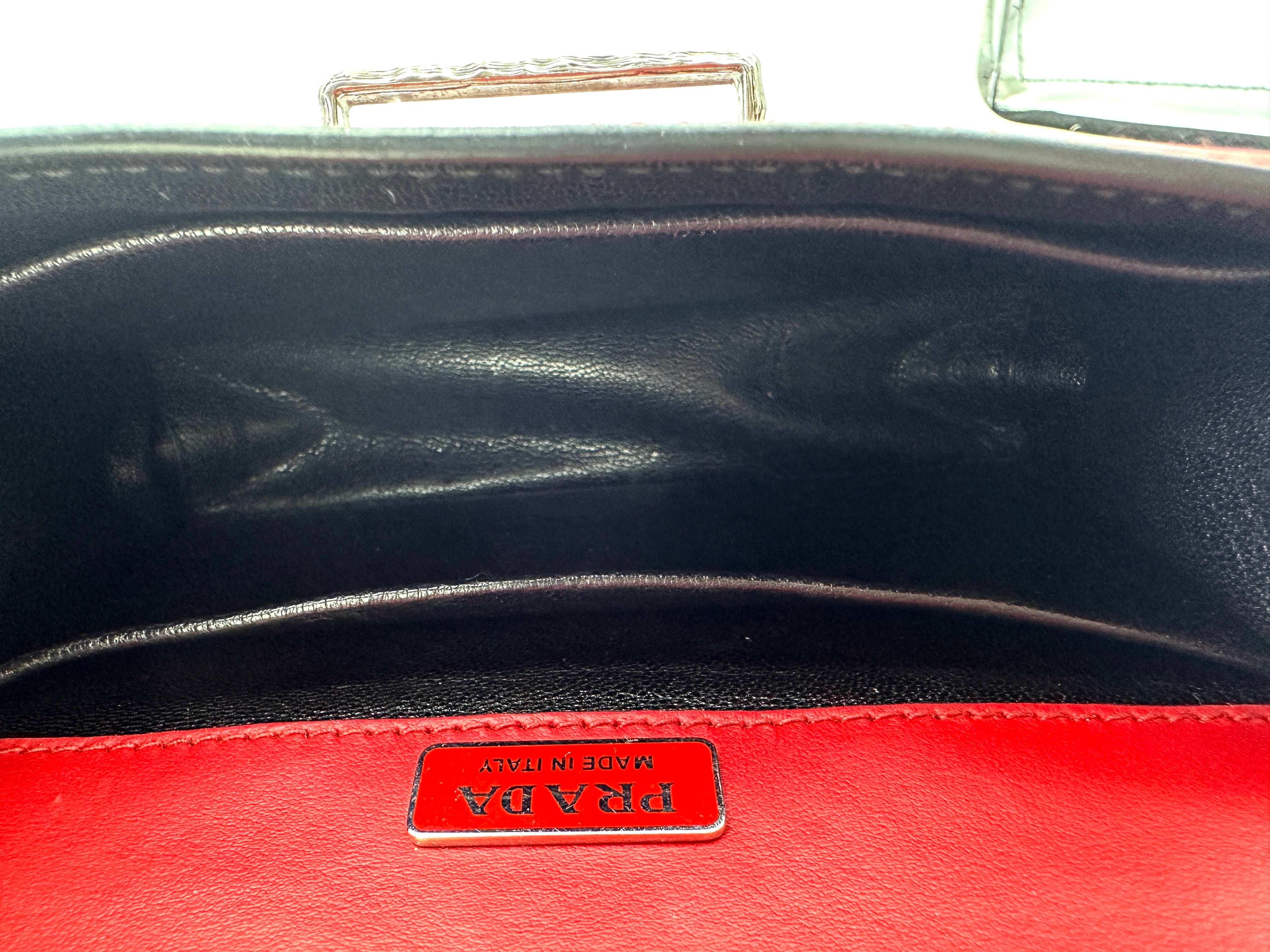 Prada Cahier Black/Red Saffiano Leather Shoulder Bag PR364