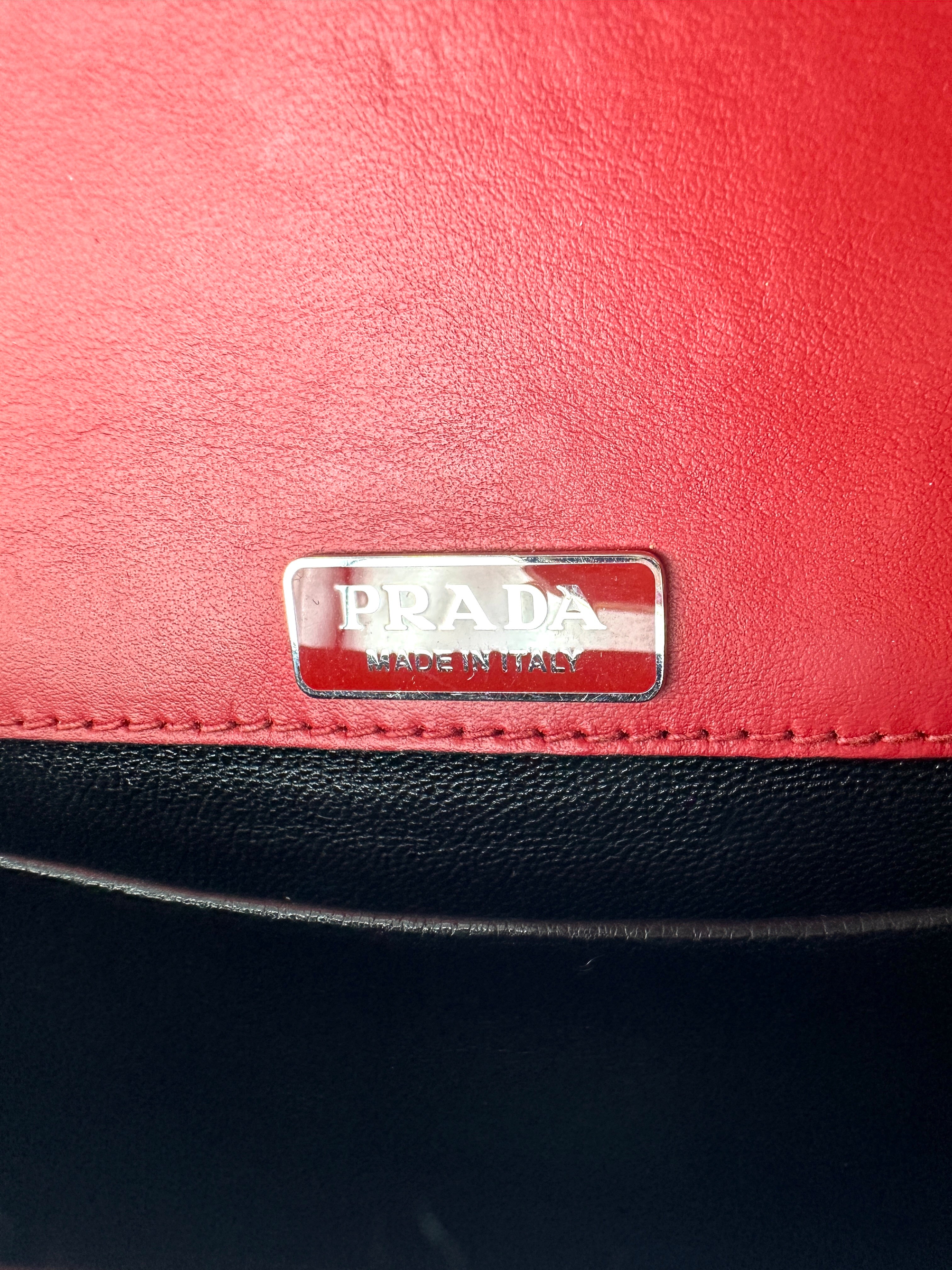Prada Cahier Black/Red Saffiano Leather Shoulder Bag PR364