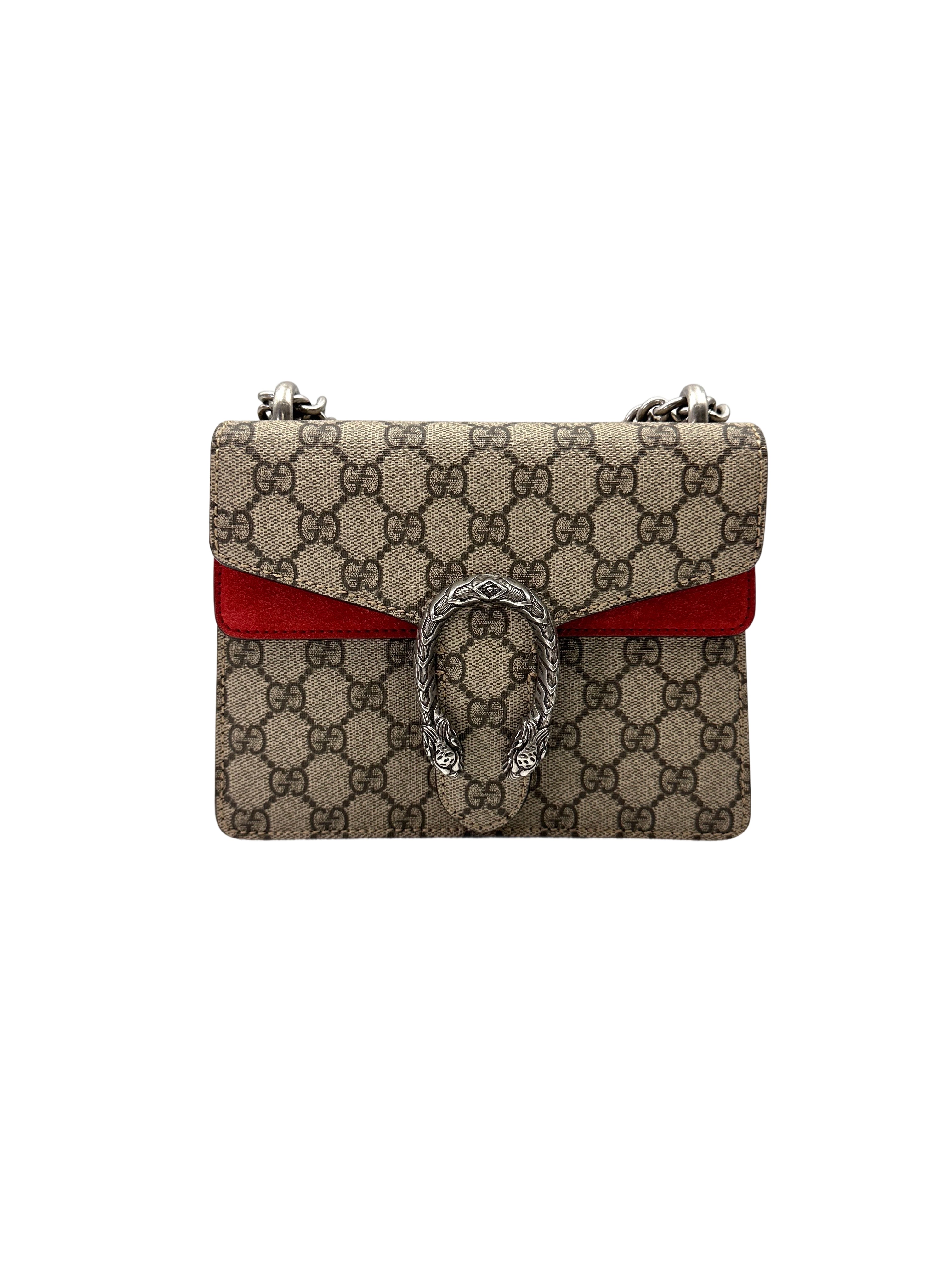 Gucci Dionysus GG Supreme Canvas Small Size Shoulder Bag With Red Tirm GG1075