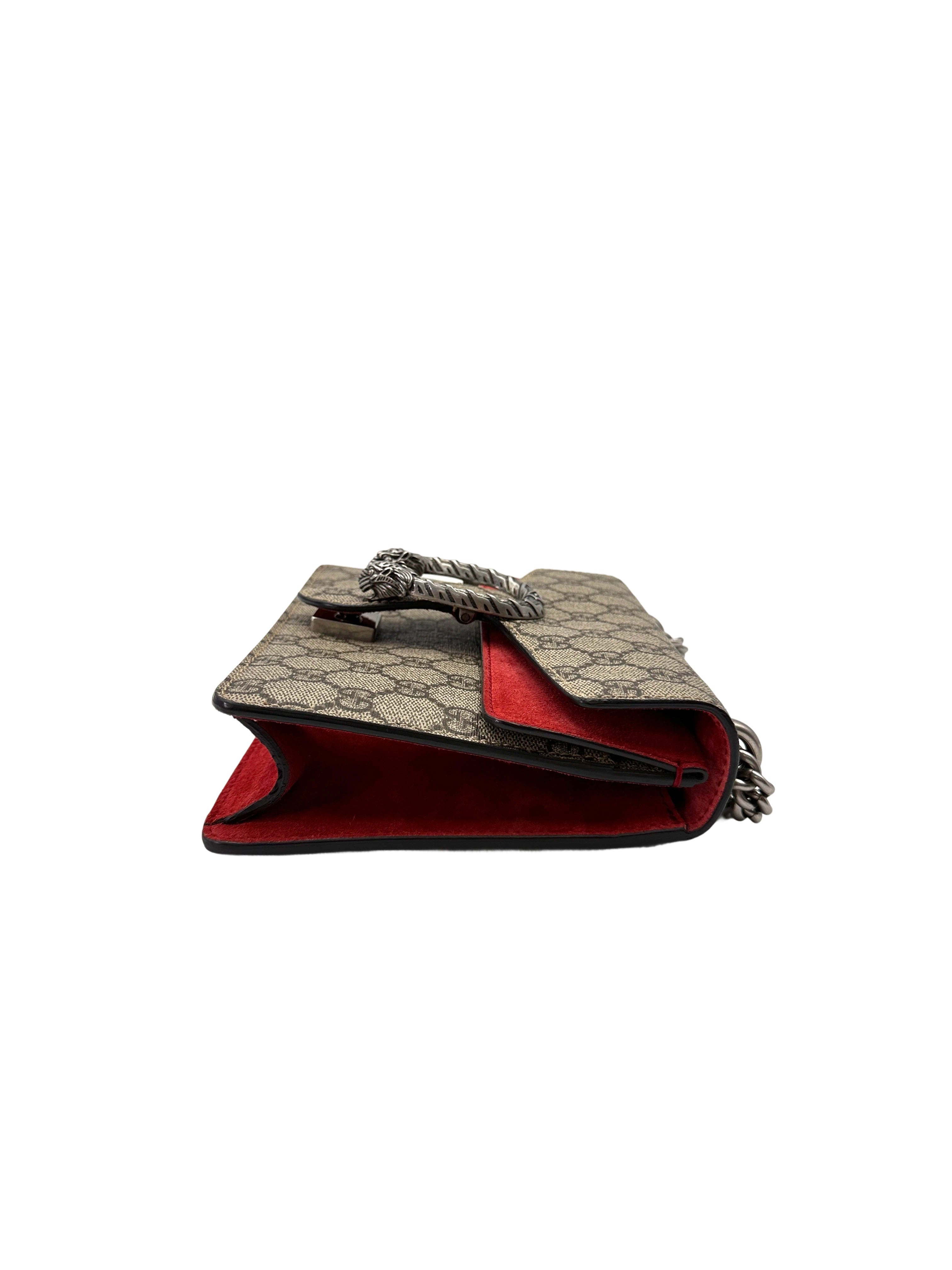 Gucci Dionysus GG Supreme Canvas Small Size Shoulder Bag With Red Tirm GG1075