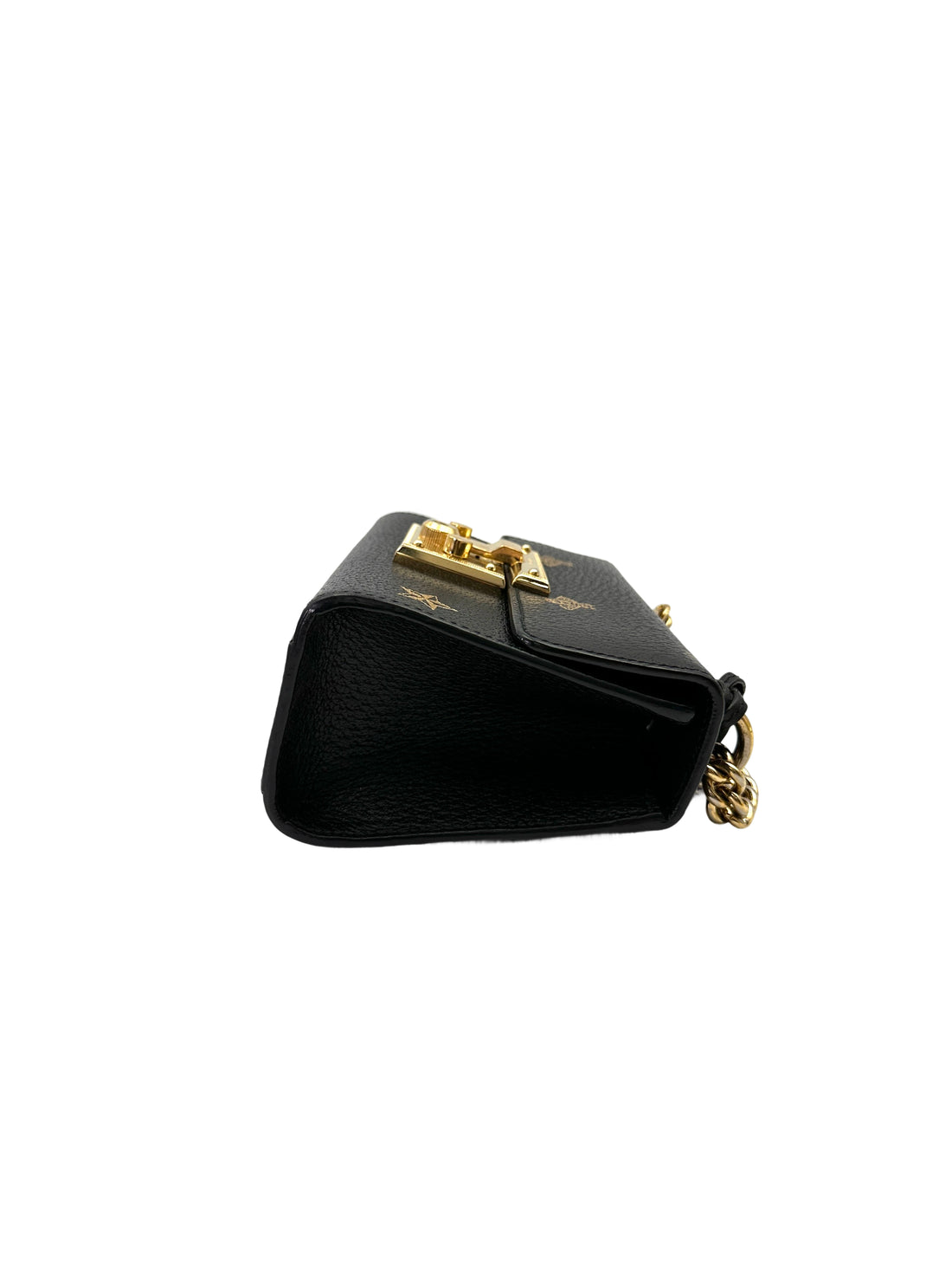 Gucci Padlock Bee Star Black Leather Shoulder Bag GG1071