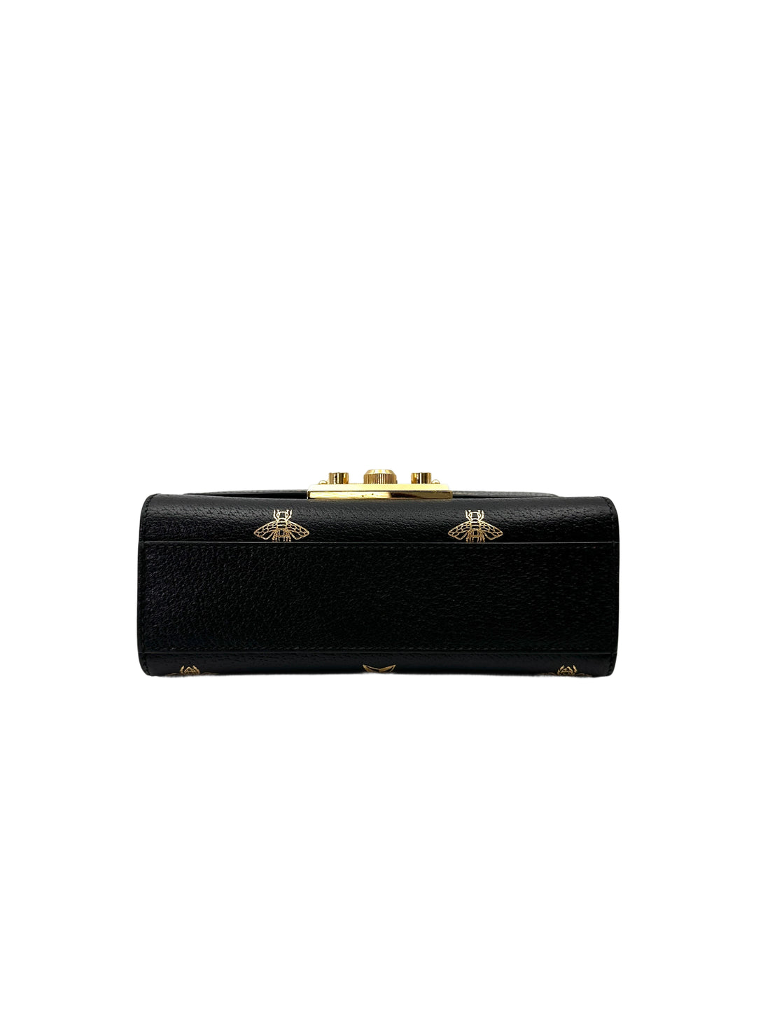 Gucci Padlock Bee Star Black Leather Shoulder Bag GG1071