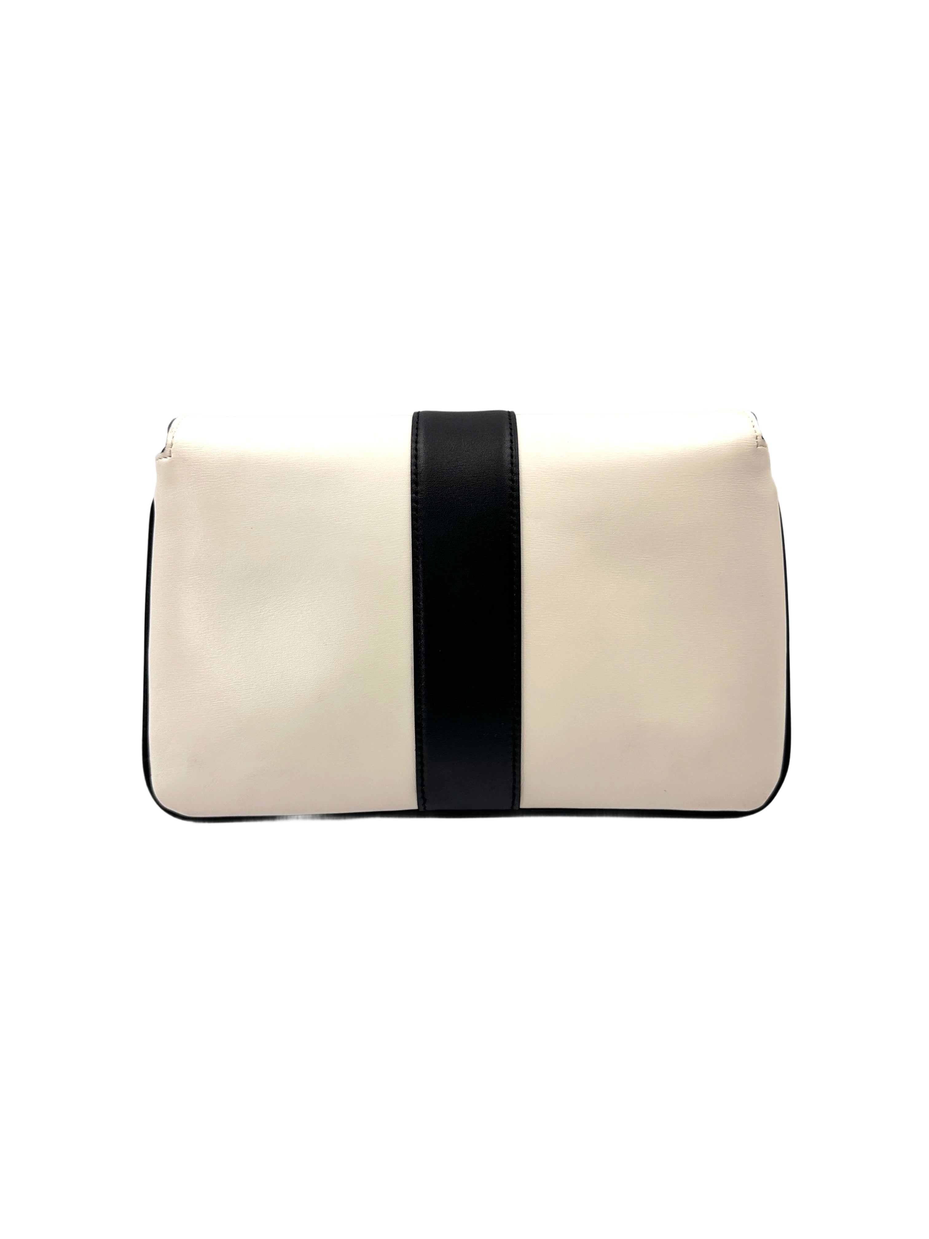 Gucci Arli White/Black Leather Shoulder Bag GG1070