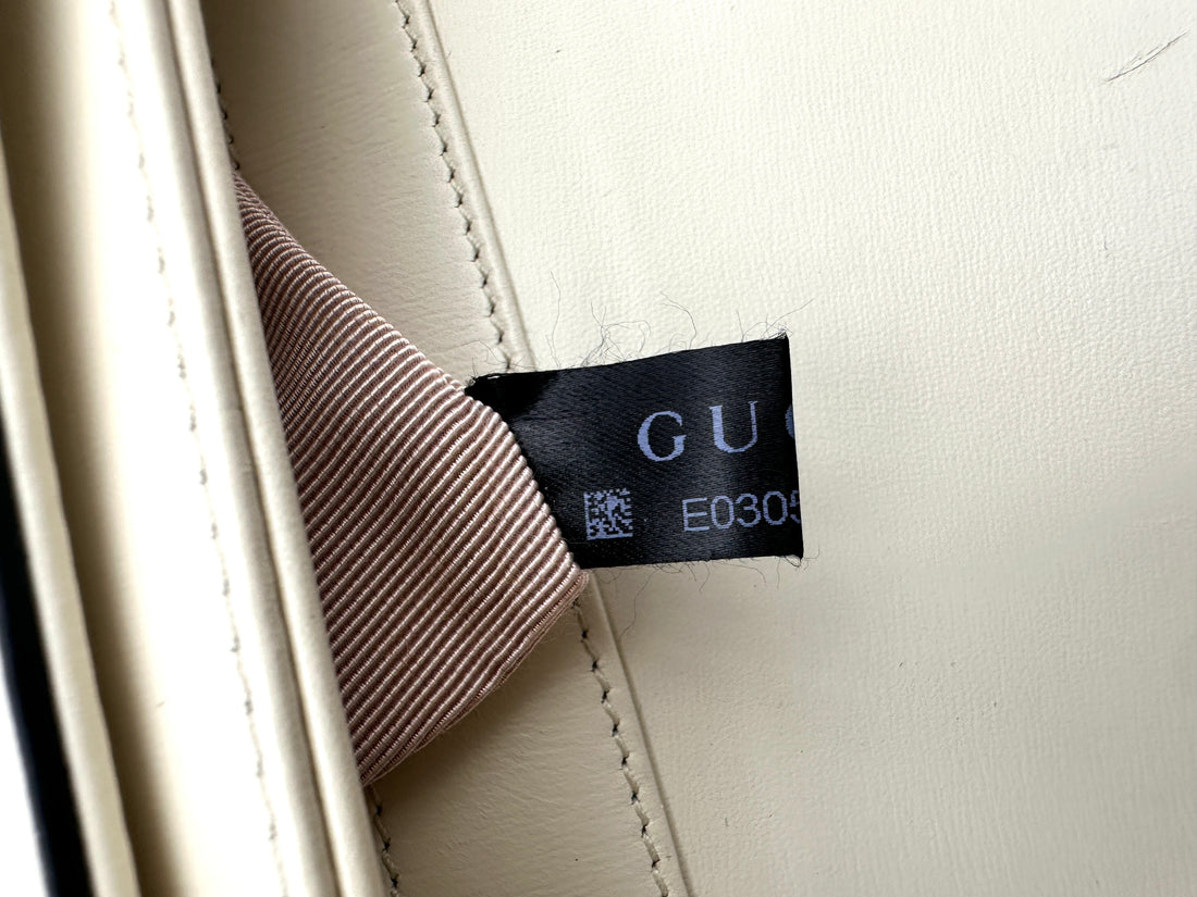 Gucci Arli White/Black Leather Shoulder Bag GG1070
