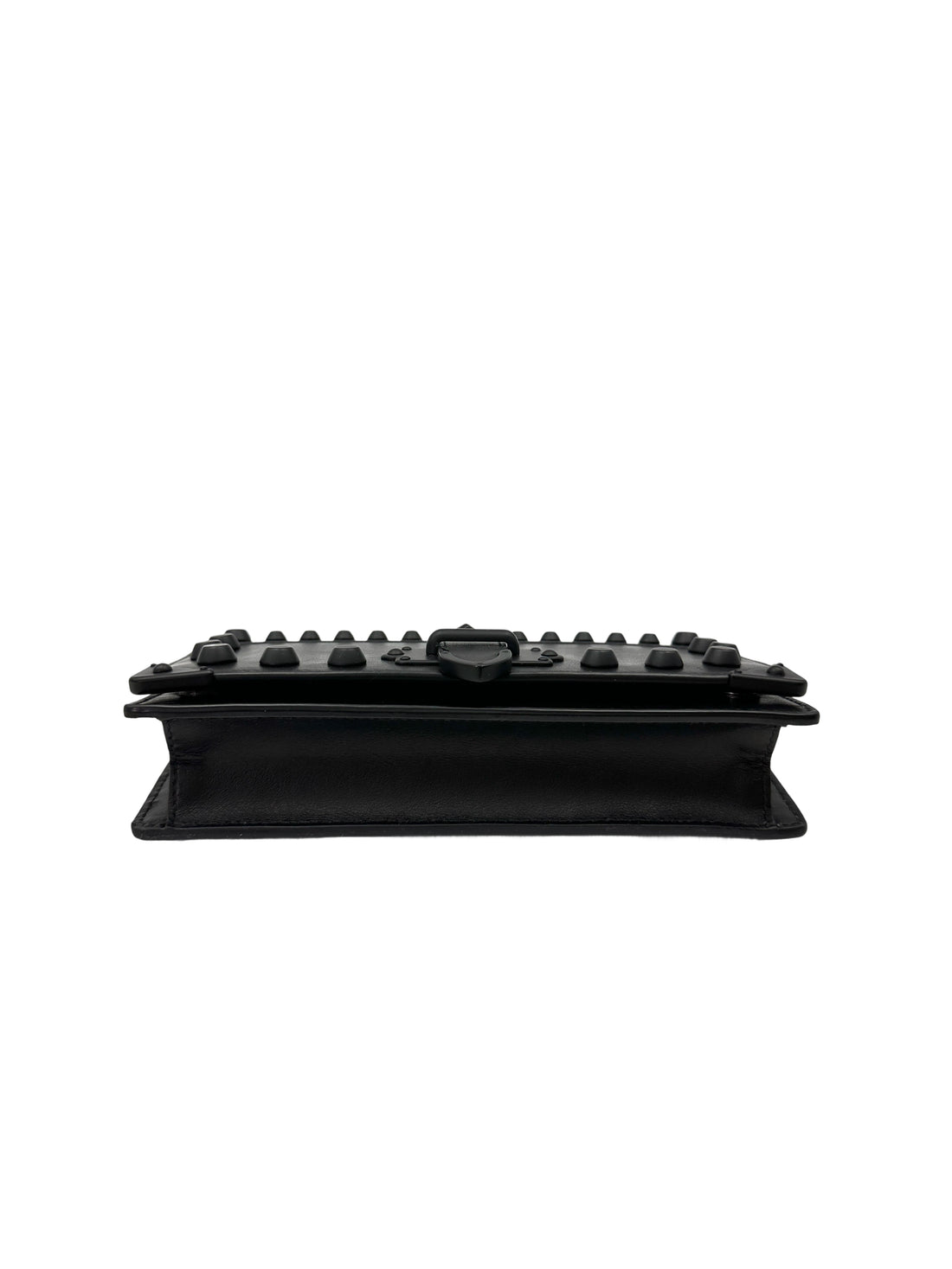 Prada Cahier All Black Studded Leather Wallet On Chain PR366