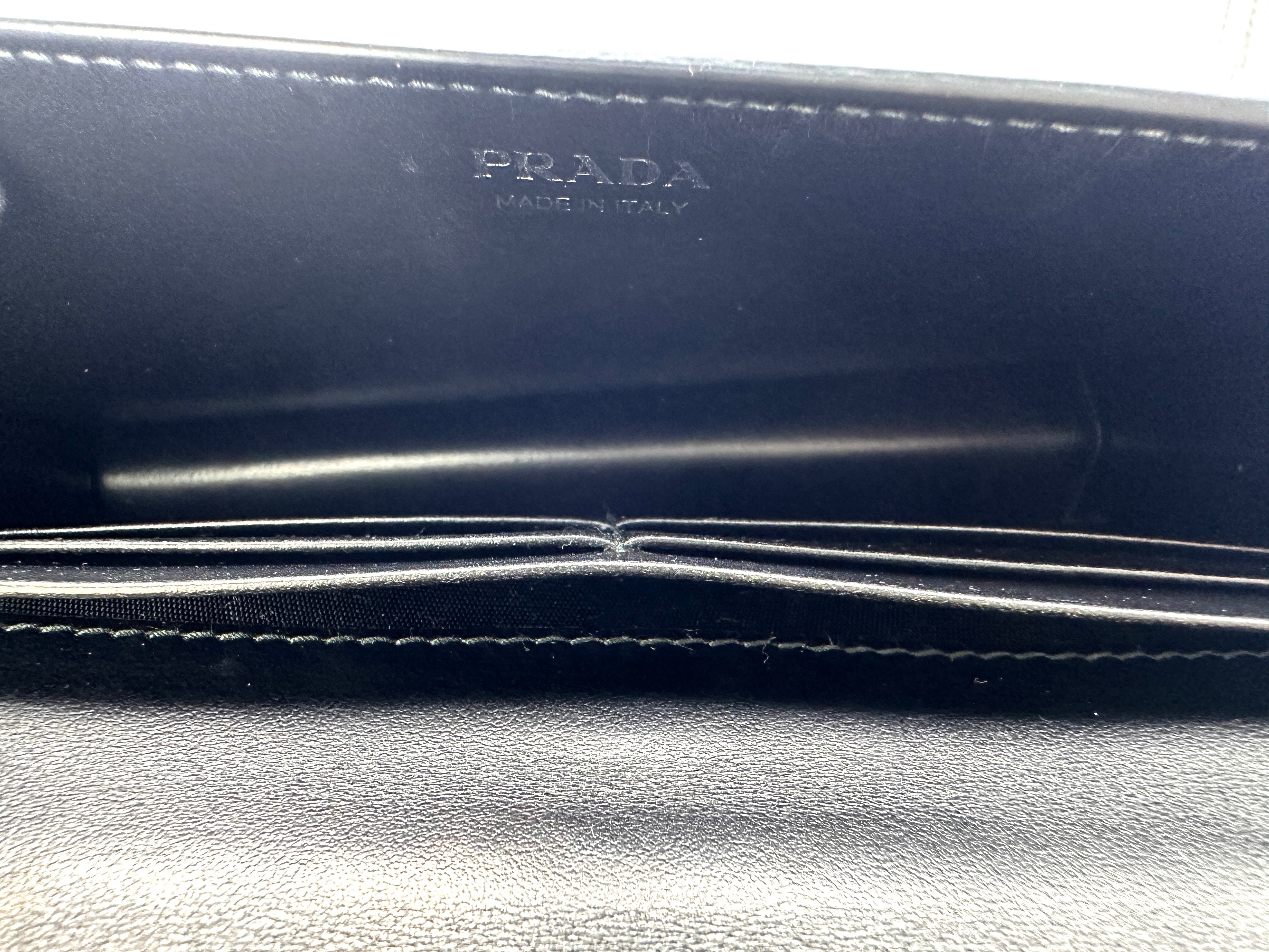 Prada Cahier All Black Studded Leather Wallet On Chain PR366