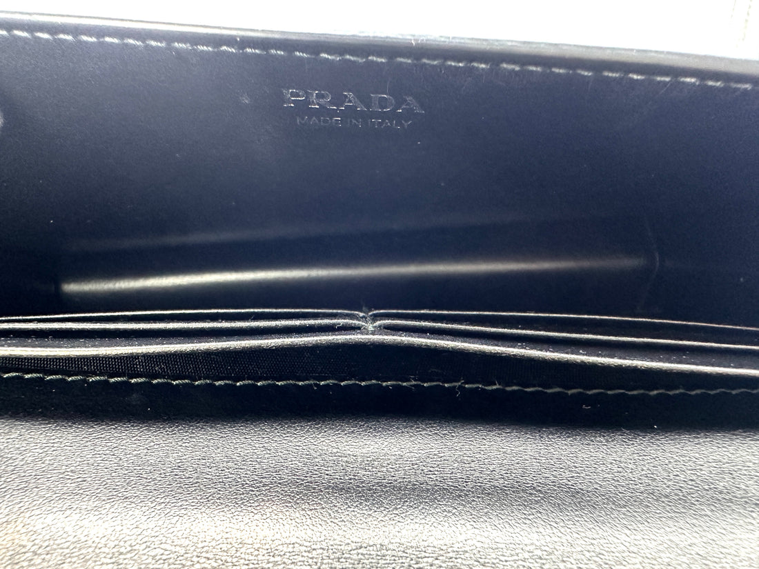 Prada Cahier All Black Studded Leather Wallet On Chain PR366