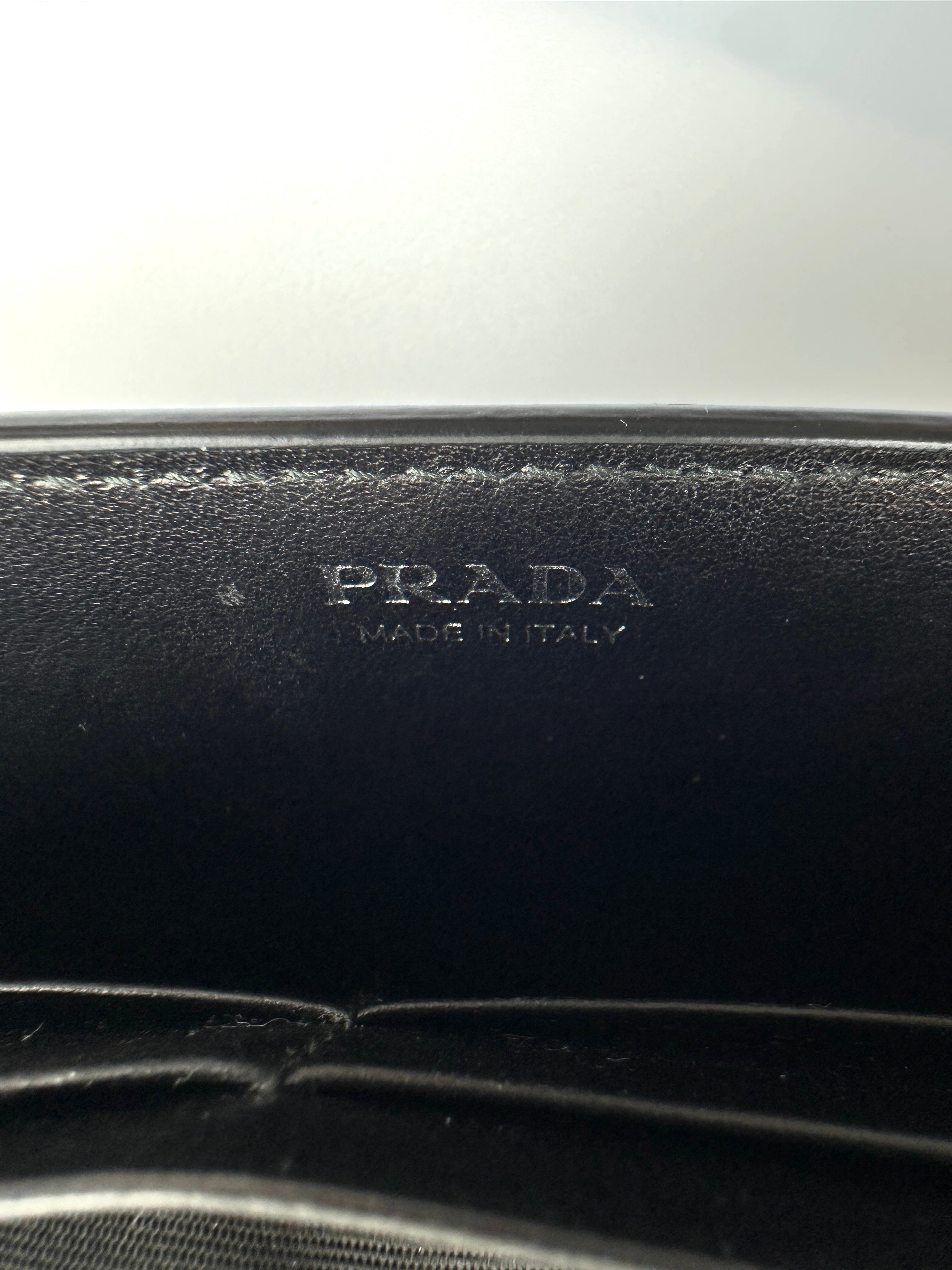 Prada Cahier All Black Studded Leather Wallet On Chain PR366