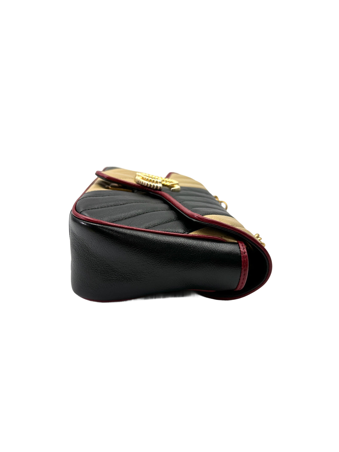 Gucci GG Marmont Black/Beige Matelasse Leather Medium Size Shoulder Bag GG1074