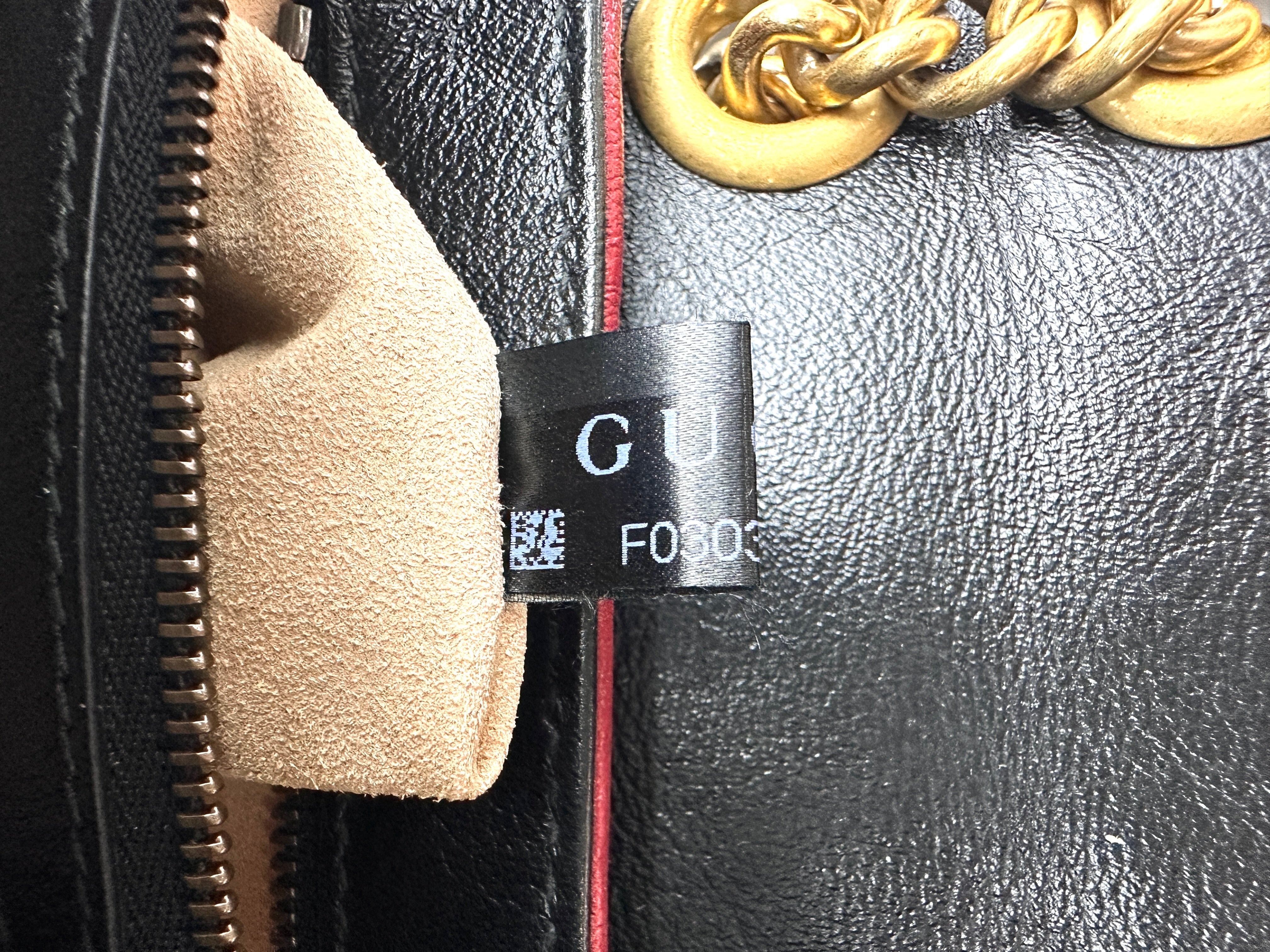 Gucci GG Marmont Black/Beige Matelasse Leather Medium Size Shoulder Bag GG1074