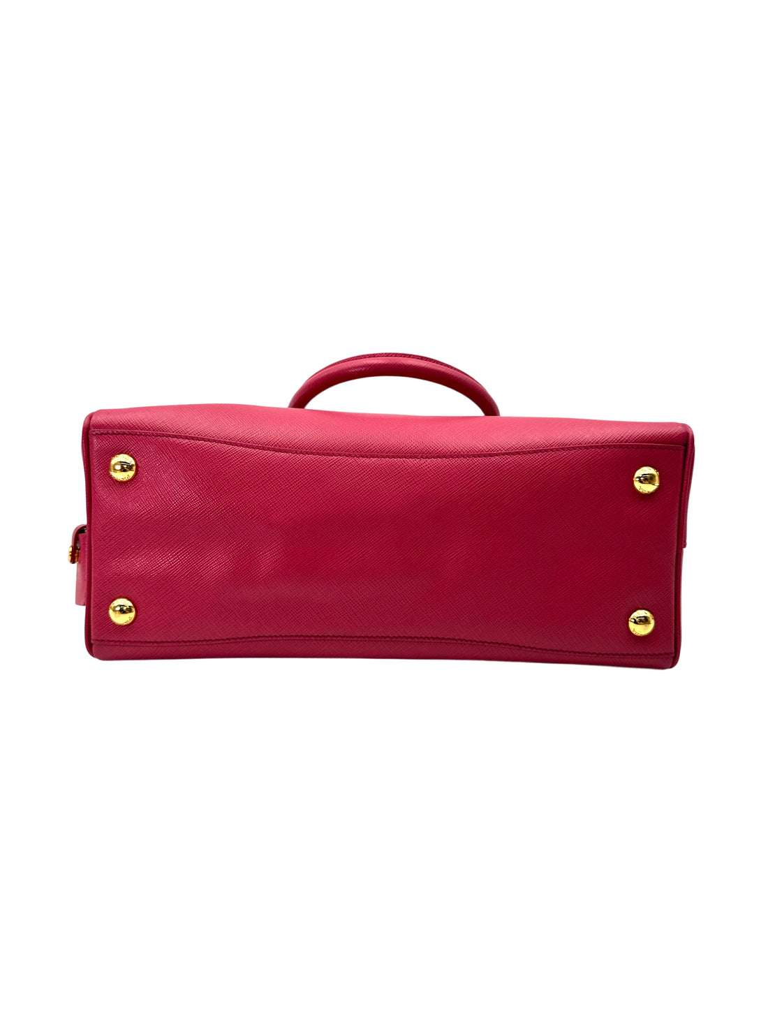 Prada Fuchsia Black Saffiano Leather Handle Bag PR371
