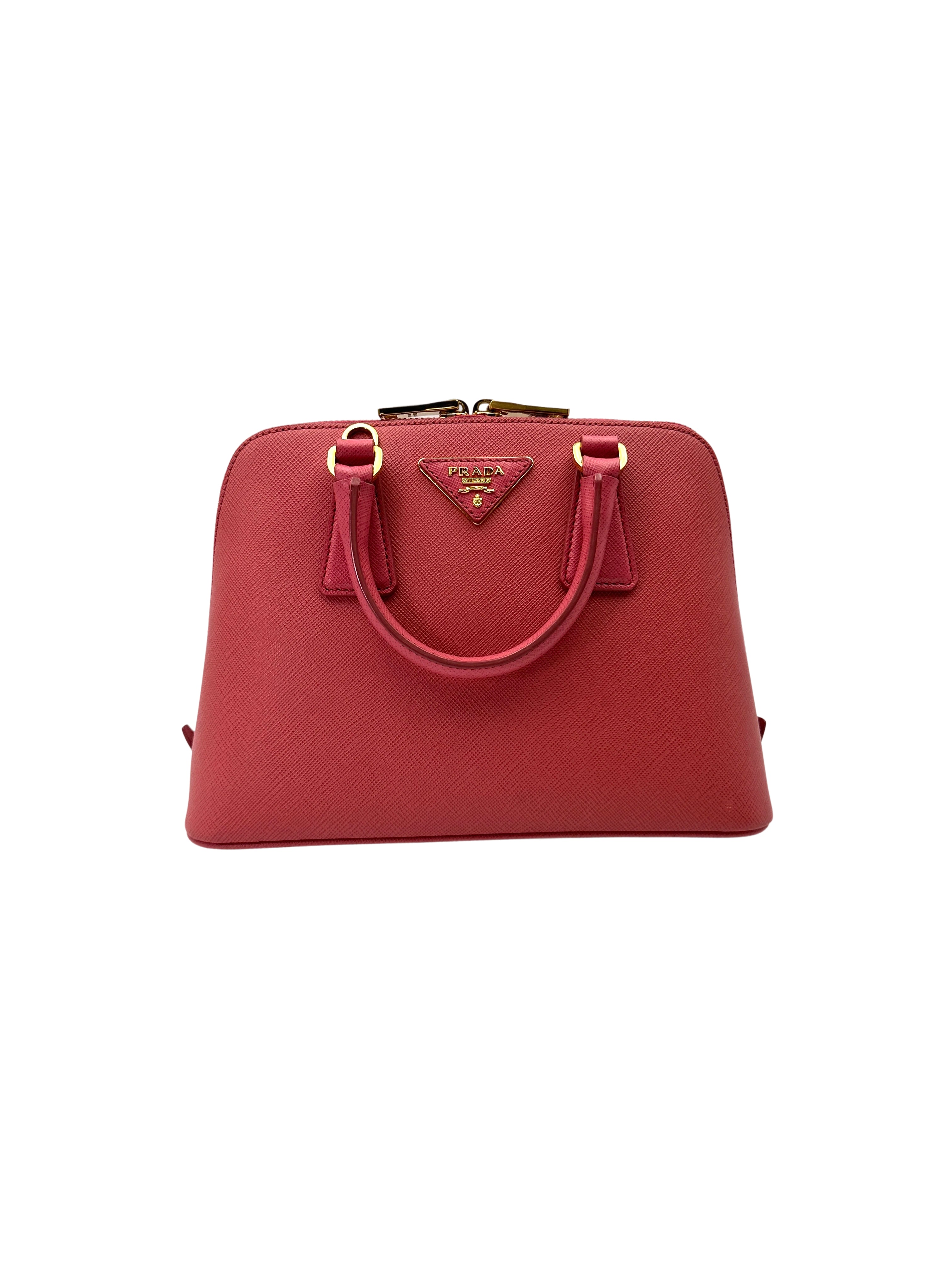 Prada Promenade Pink Saffiano Leather Handle Bag PR372