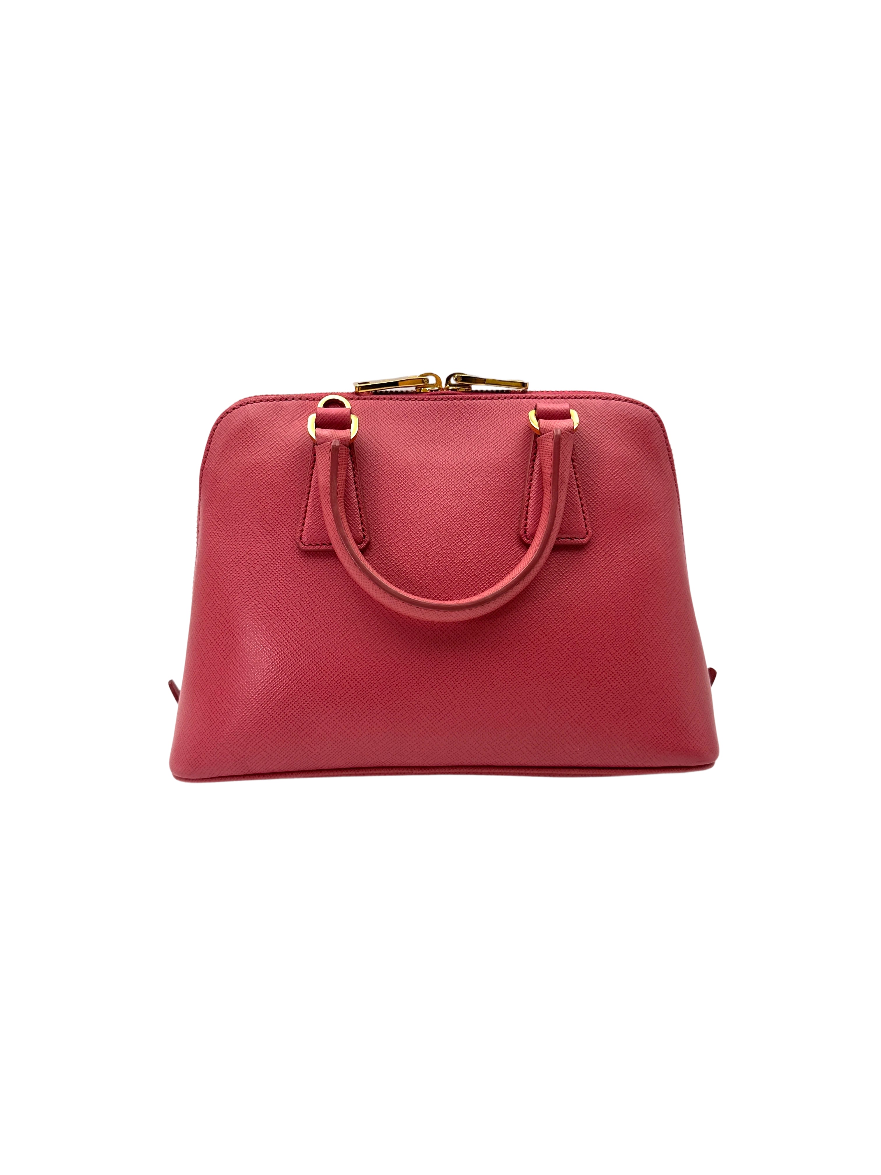 Prada Promenade Pink Saffiano Leather Handle Bag PR372
