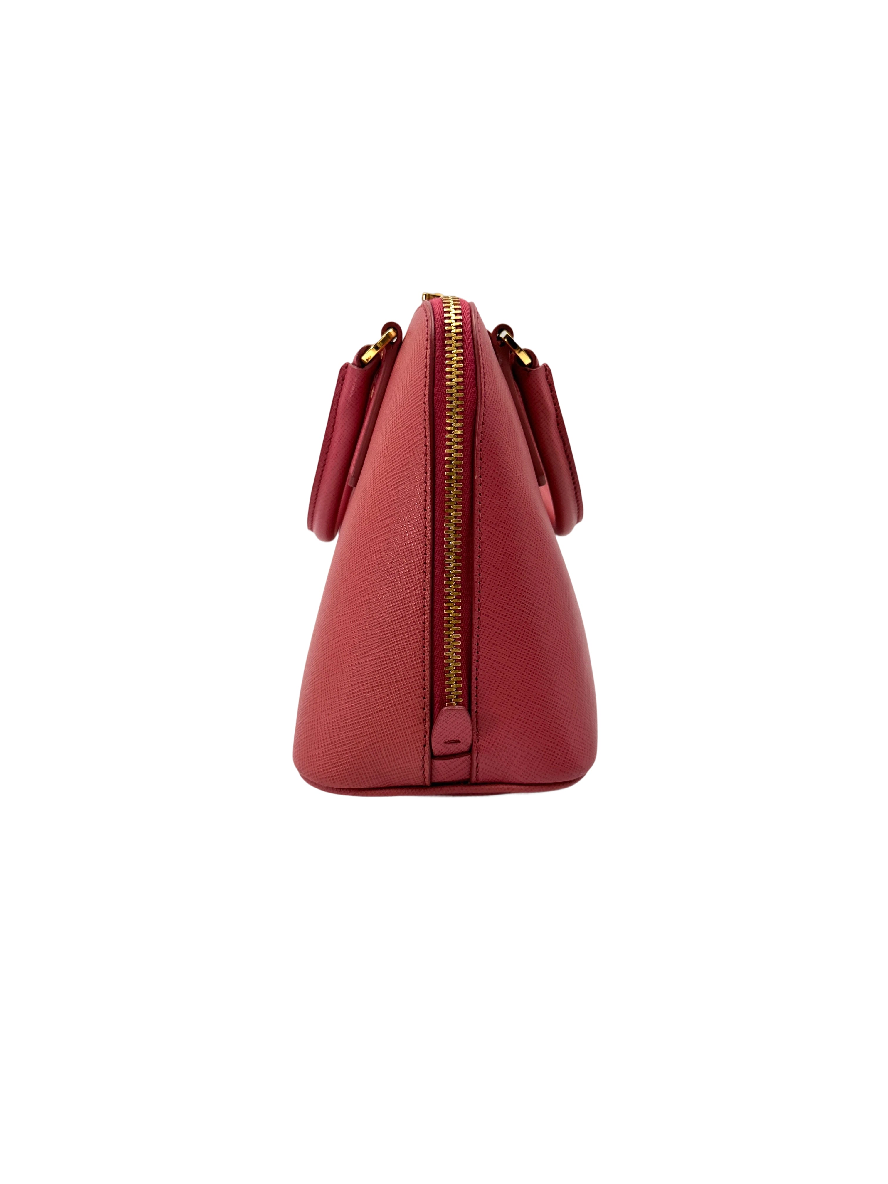 Prada Promenade Pink Saffiano Leather Handle Bag PR372