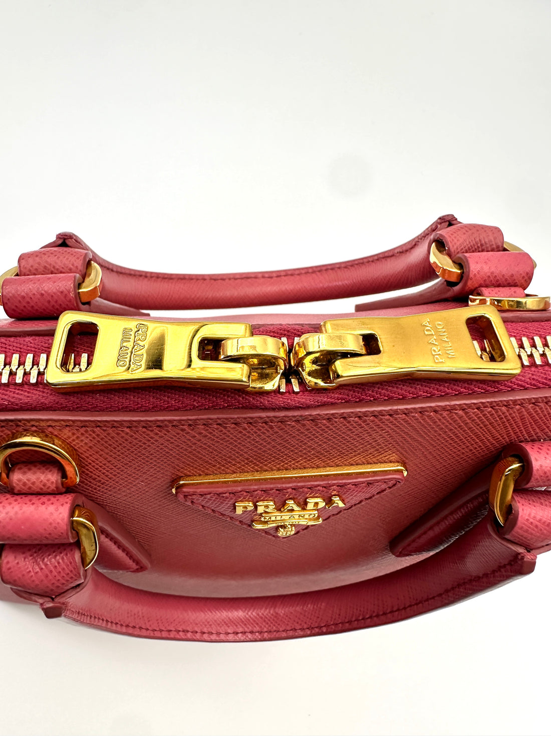 Prada Promenade Pink Saffiano Leather Handle Bag PR372