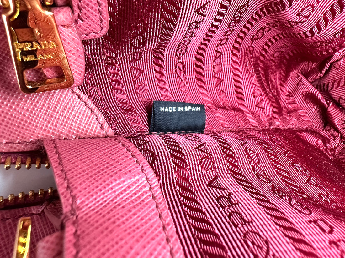 Prada Promenade Pink Saffiano Leather Handle Bag PR372