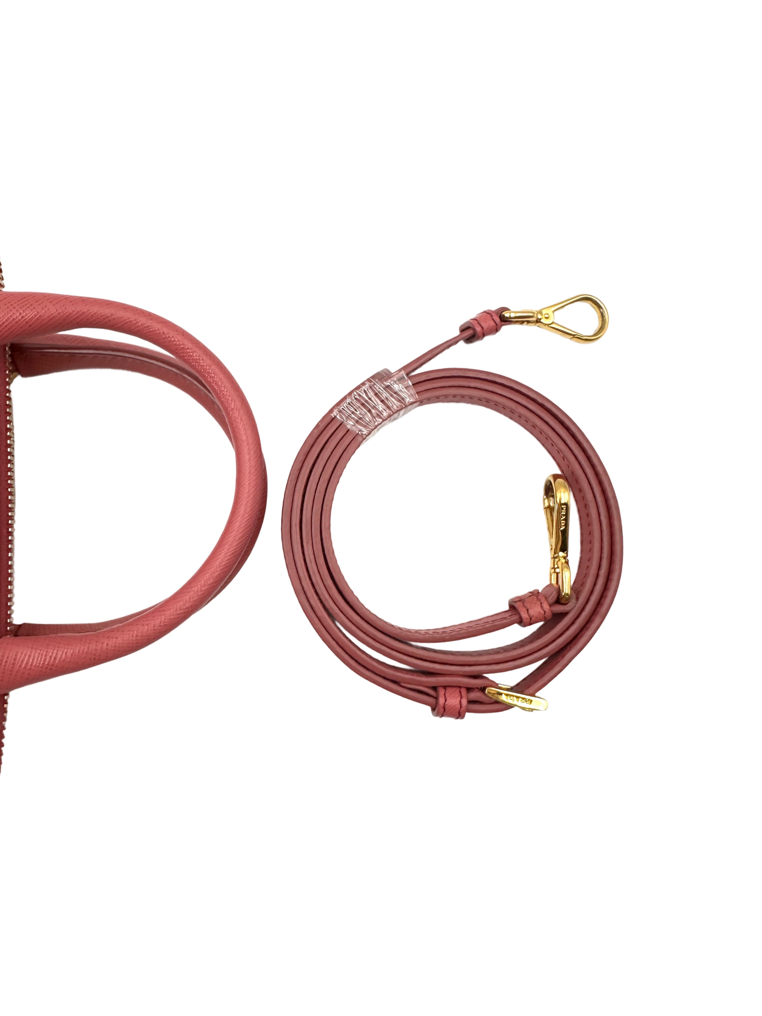 Prada Promenade Pink Saffiano Leather Handle Bag PR372