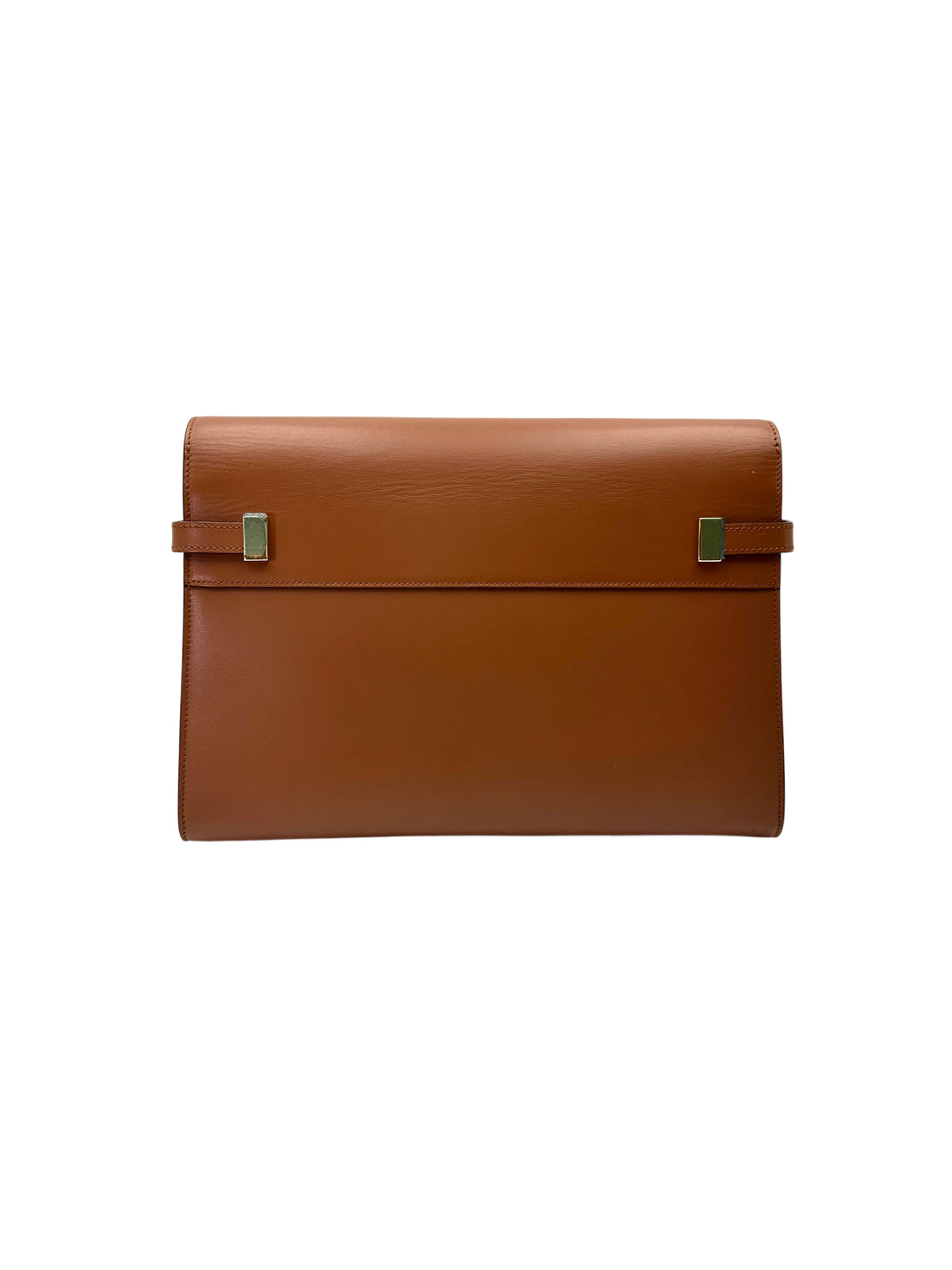 Saint Laurent Manhattan Brown Leather Flap Bag With Gold Hardware SL238