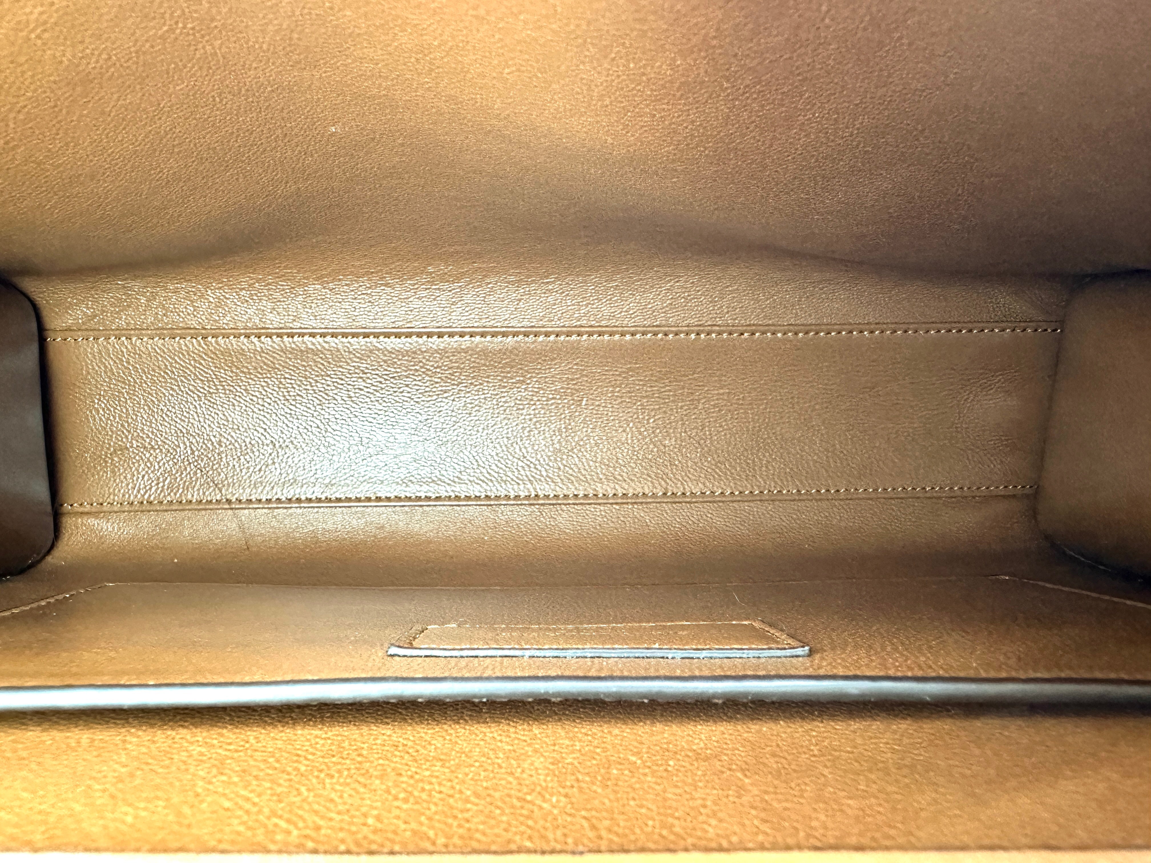 Saint Laurent Manhattan Brown Leather Flap Bag With Gold Hardware SL238