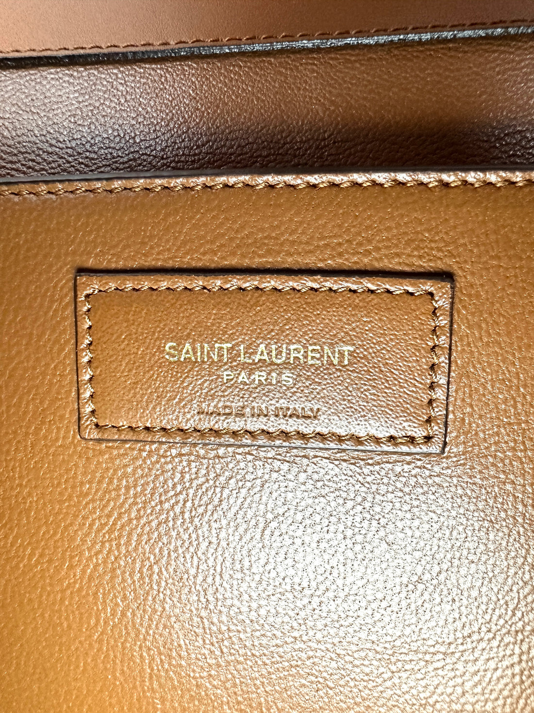 Saint Laurent Manhattan Brown Leather Flap Bag With Gold Hardware SL238