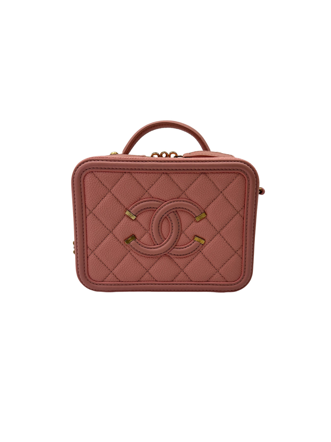 Chanel CC Filigree Pink Quilted Leather Vanity Case(27***12) IRIS230