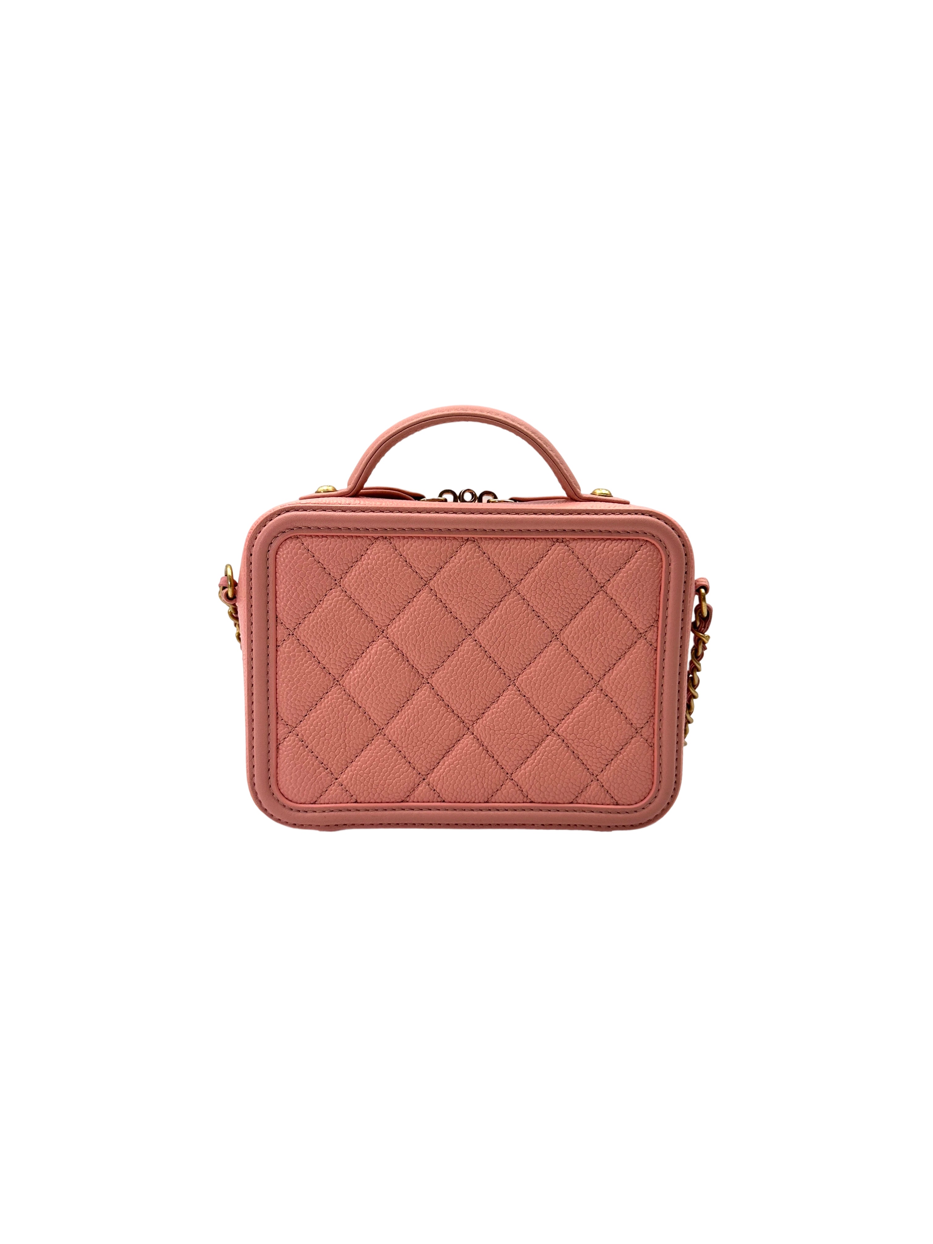 Chanel CC Filigree Pink Quilted Leather Vanity Case(27***12) IRIS230