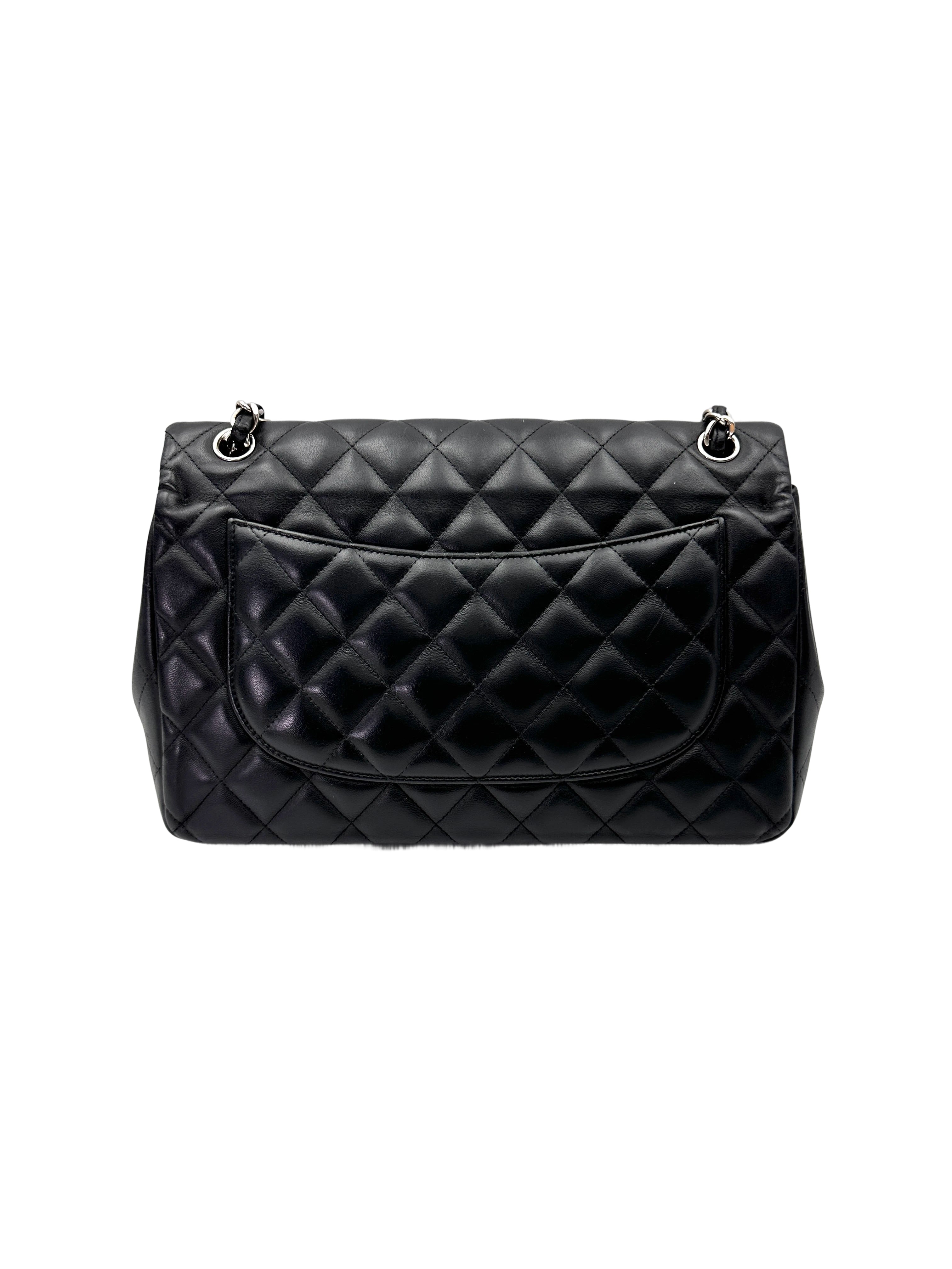 Chanel Classic Flap Black Quilted Leather Medium Size Flap Bag With Silver Buckle(18***39) CC2000