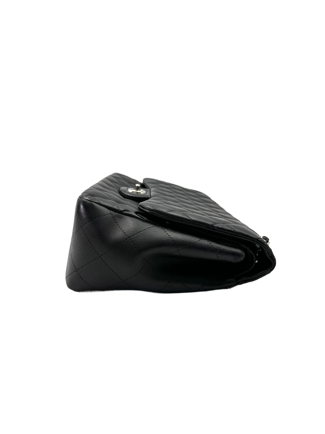 Chanel Classic Flap Black Quilted Leather Medium Size Flap Bag With Silver Buckle(18***39) CC2000