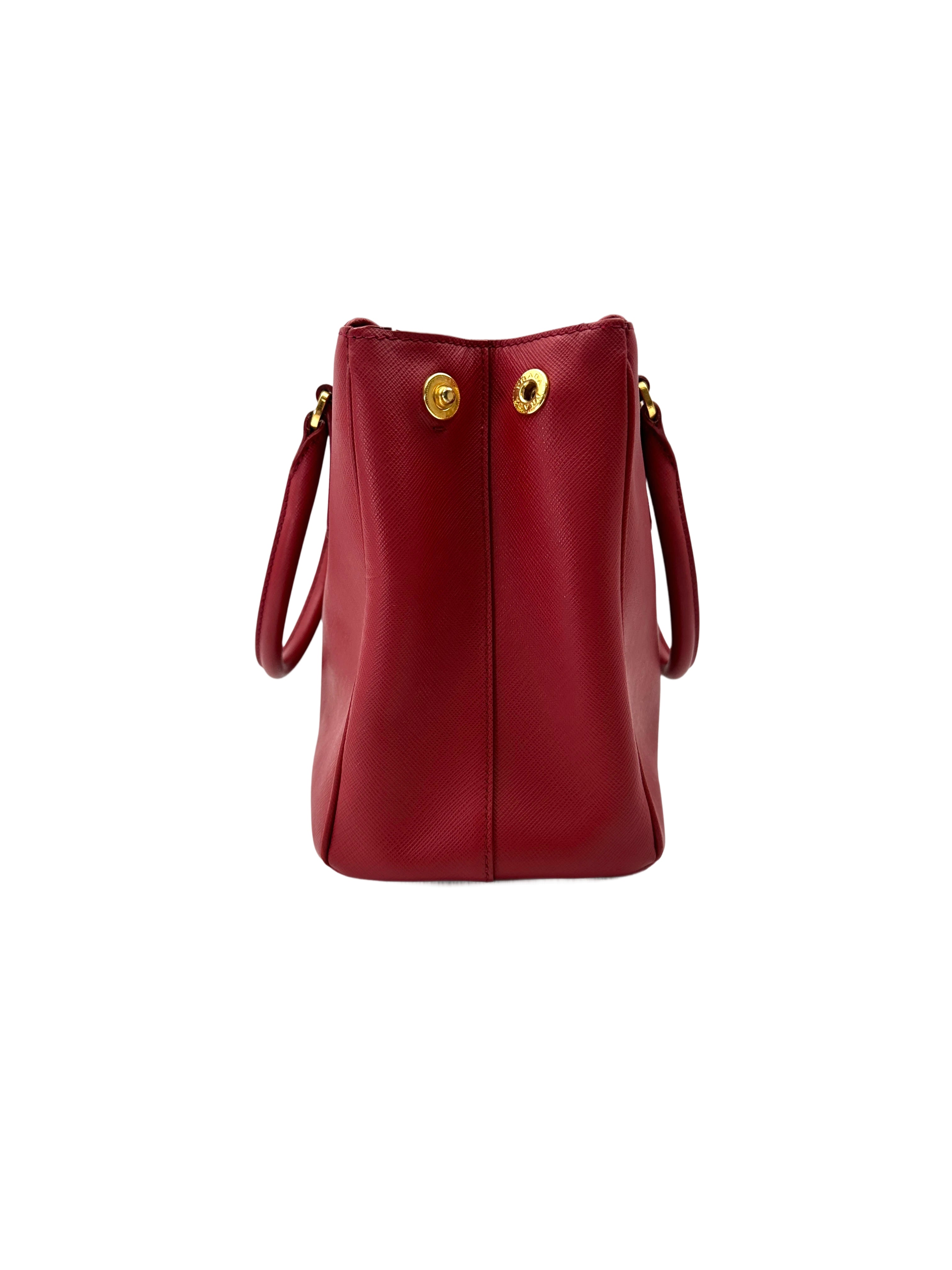 Prada Galleria Red Saffiano Leather Handle Bag PR370