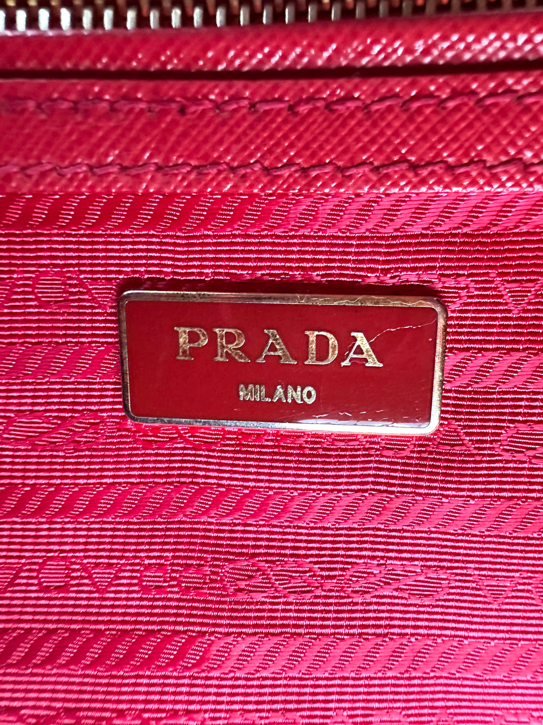 Prada Galleria Red Saffiano Leather Handle Bag PR370