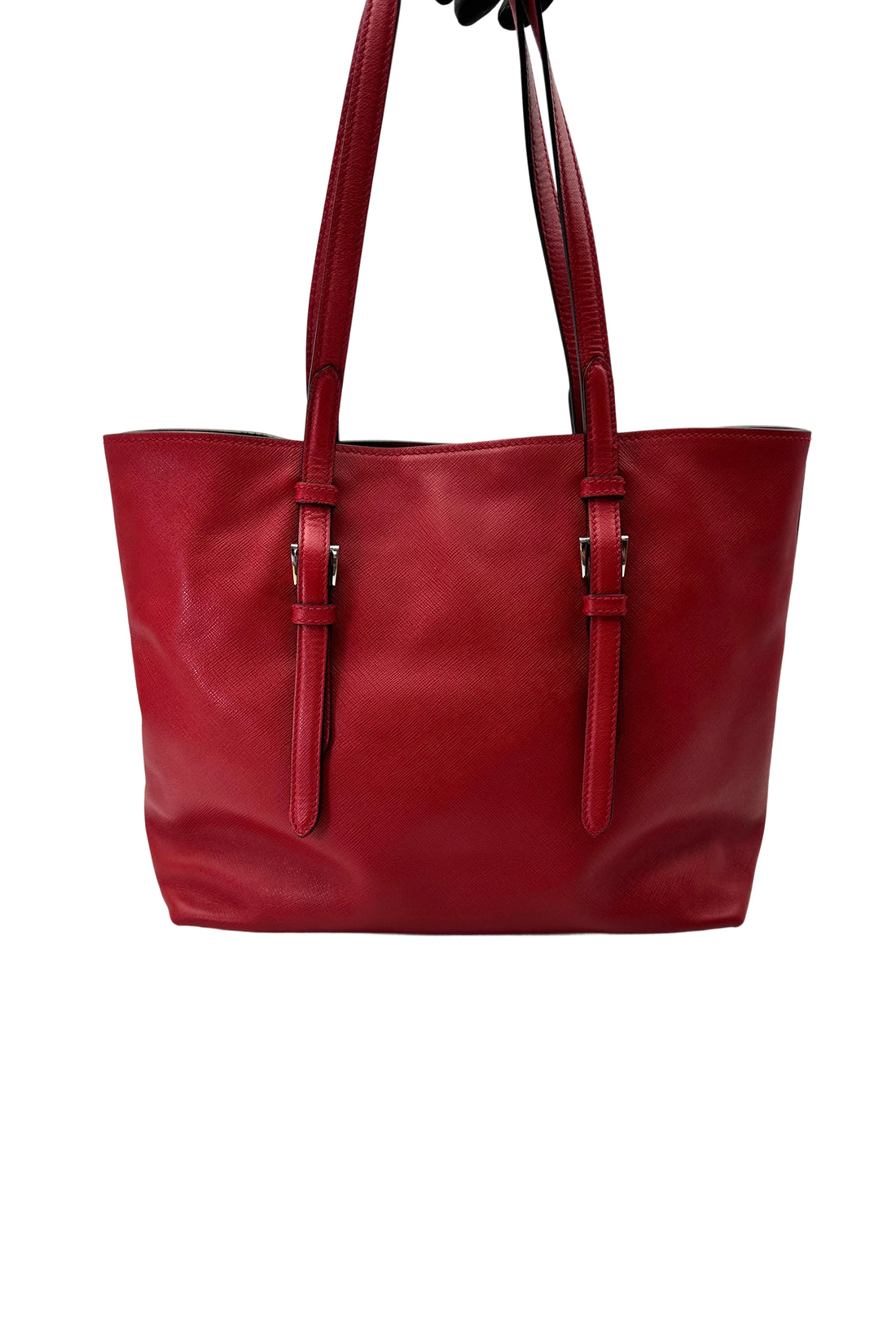 Prada Red Saffiano Soft Leather Handle Bag PR369