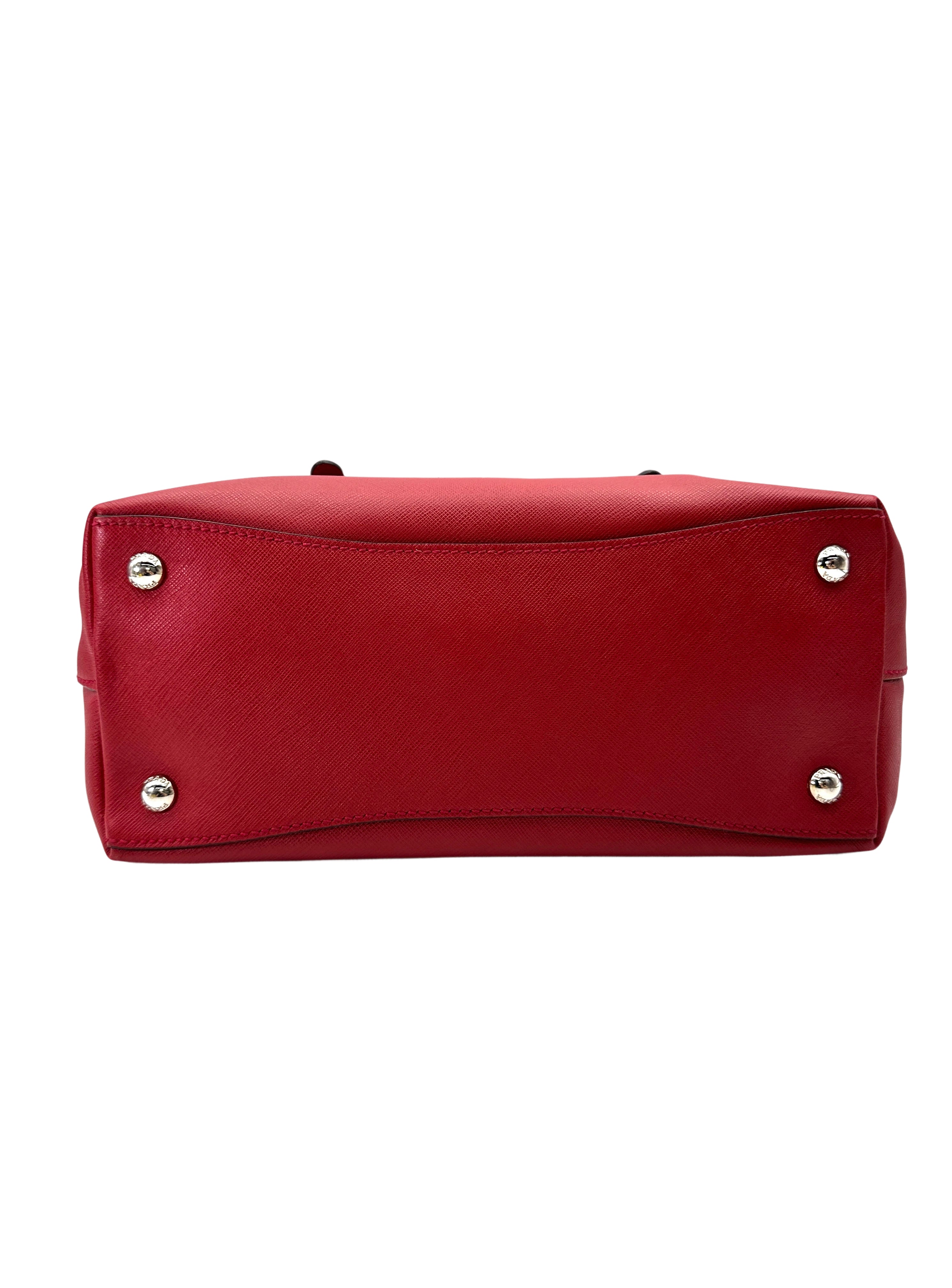Prada Red Saffiano Soft Leather Handle Bag PR369
