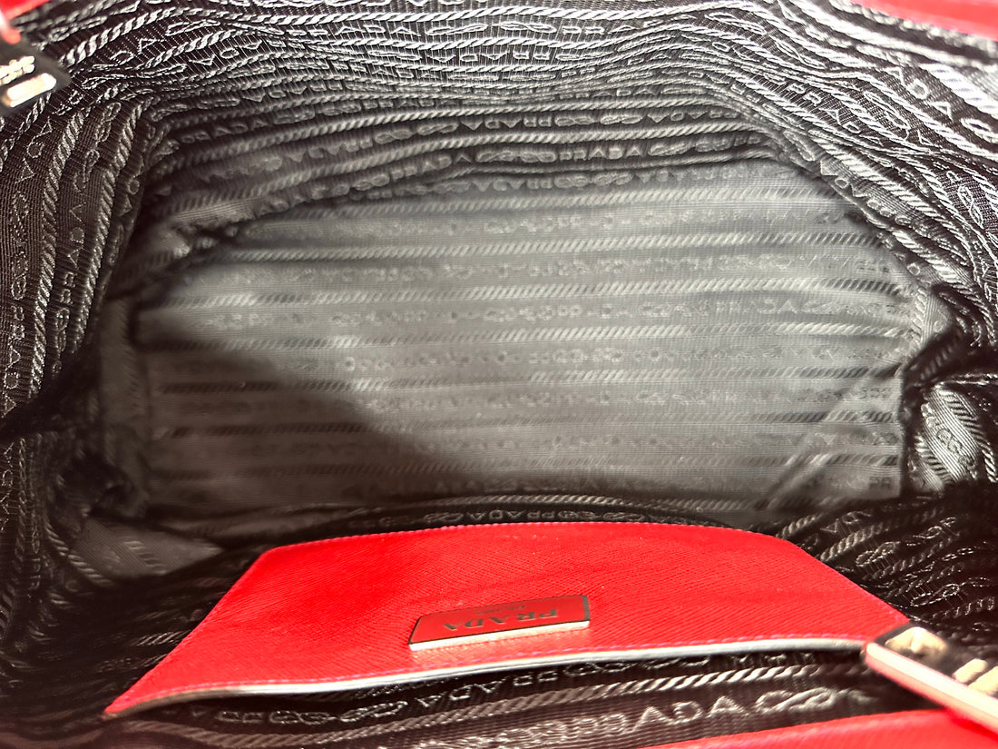 Prada Red Saffiano Soft Leather Handle Bag PR369