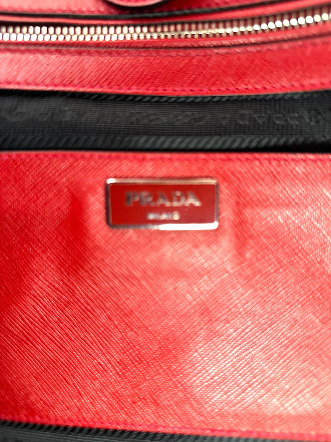 Prada Red Saffiano Soft Leather Handle Bag PR369