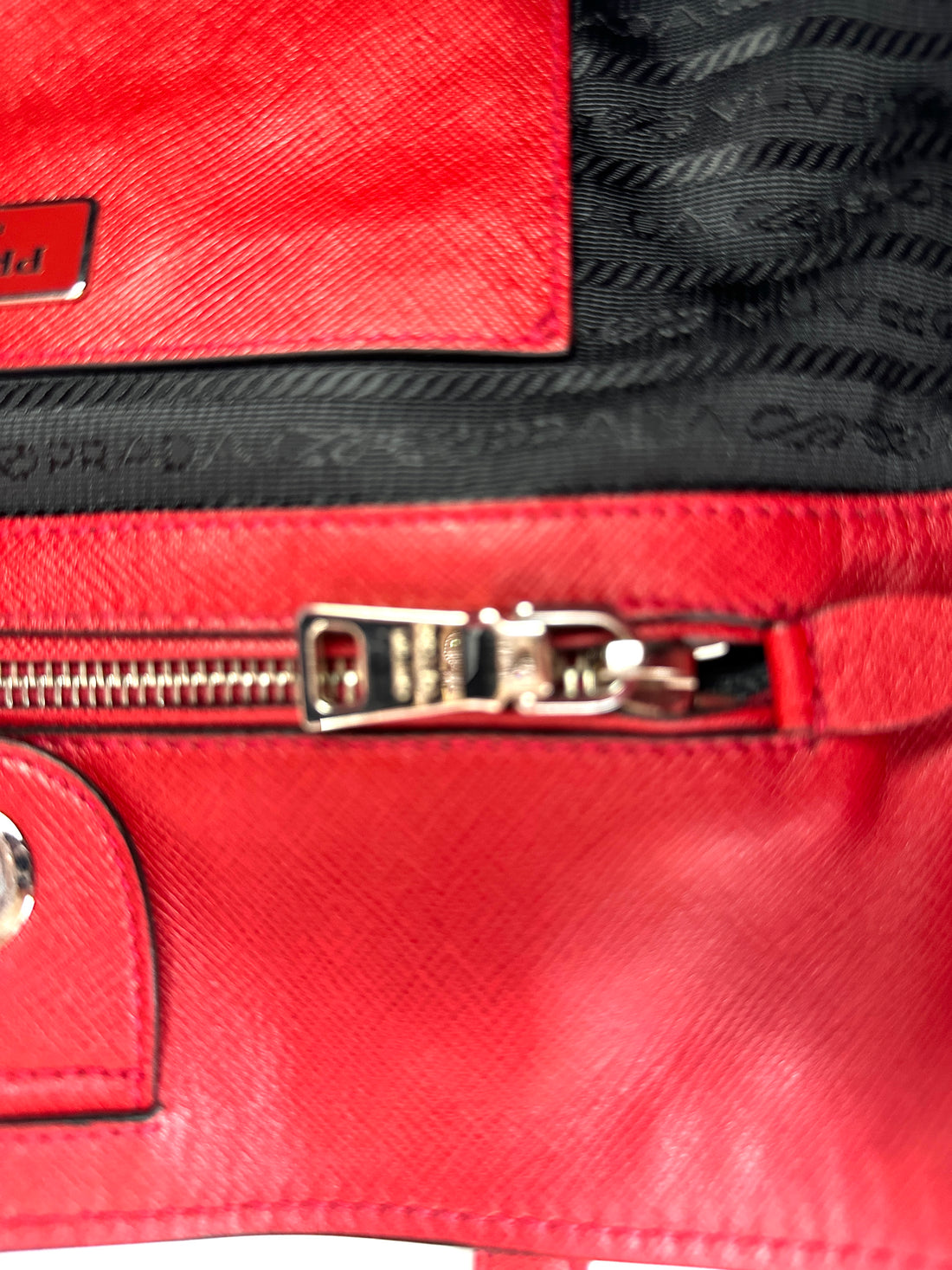Prada Red Saffiano Soft Leather Handle Bag PR369