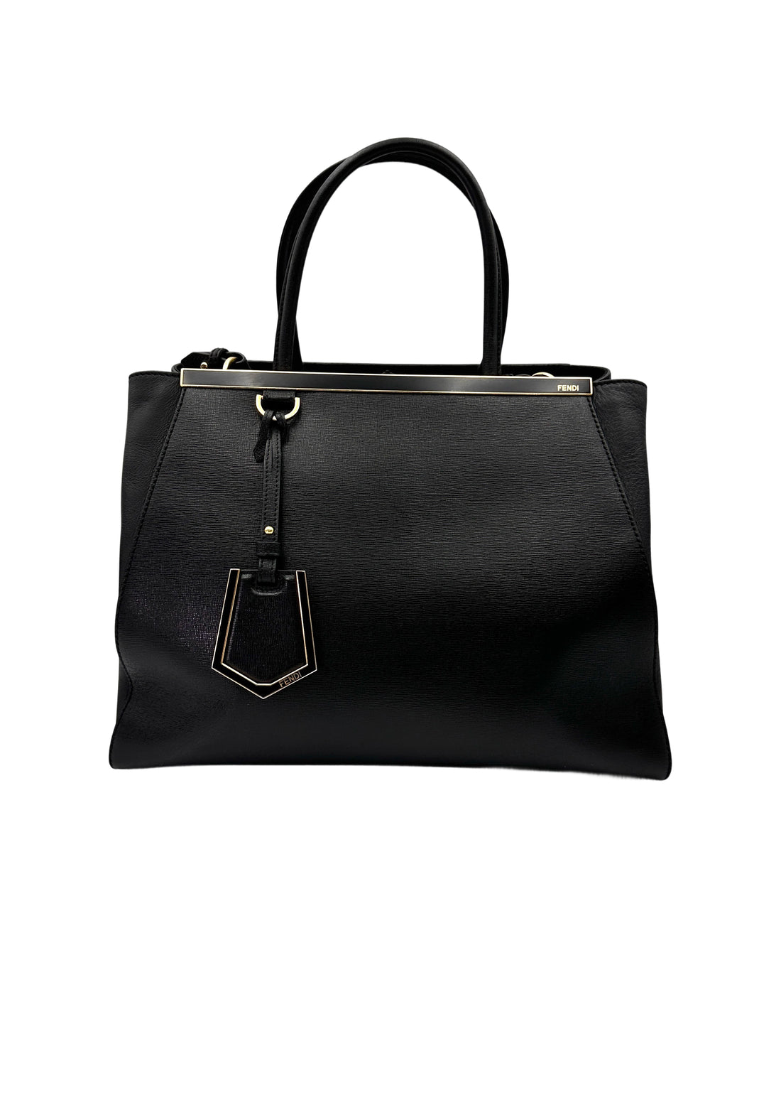 Fendi 2Jours Black Leather Tote Handle Bag FF106