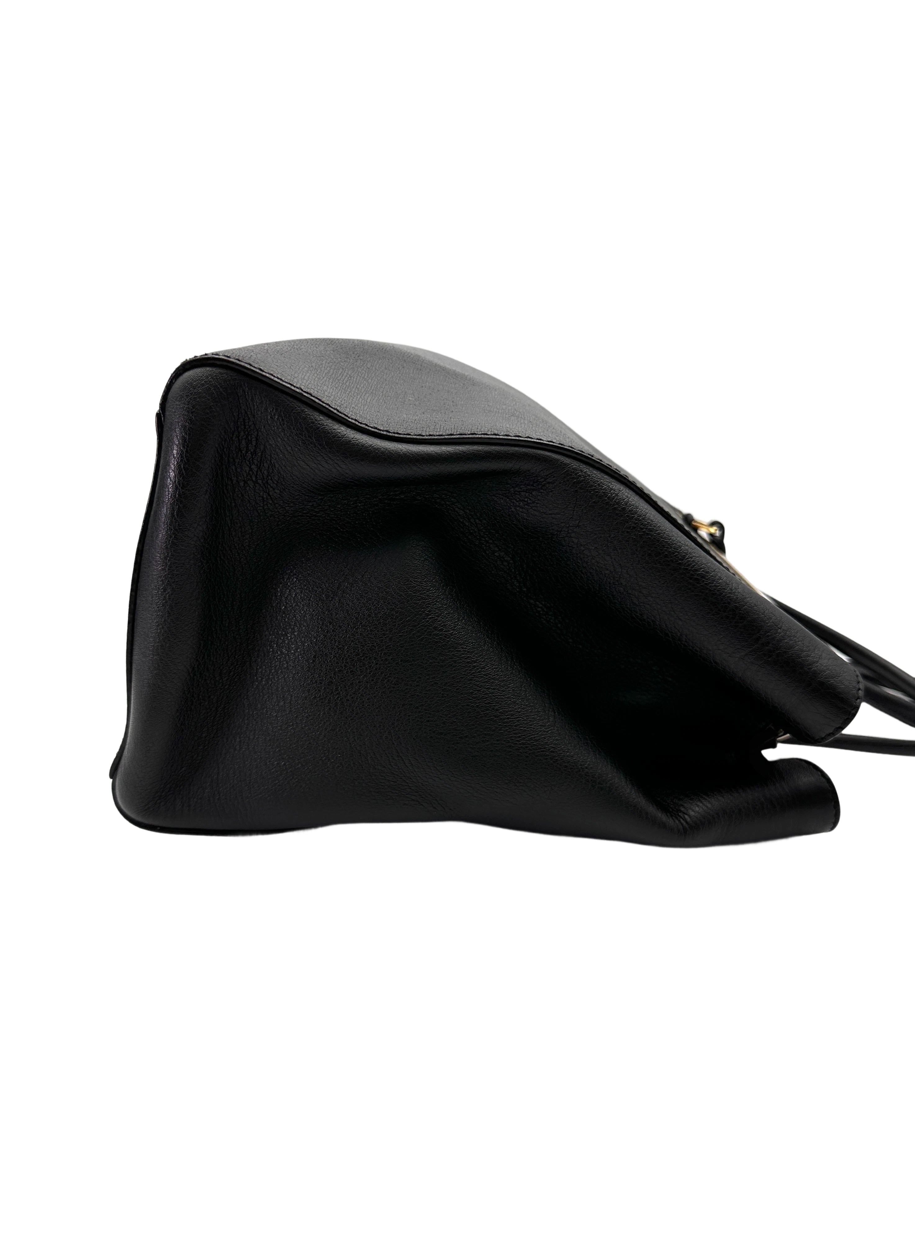 Fendi 2Jours Black Leather Tote Handle Bag FF106