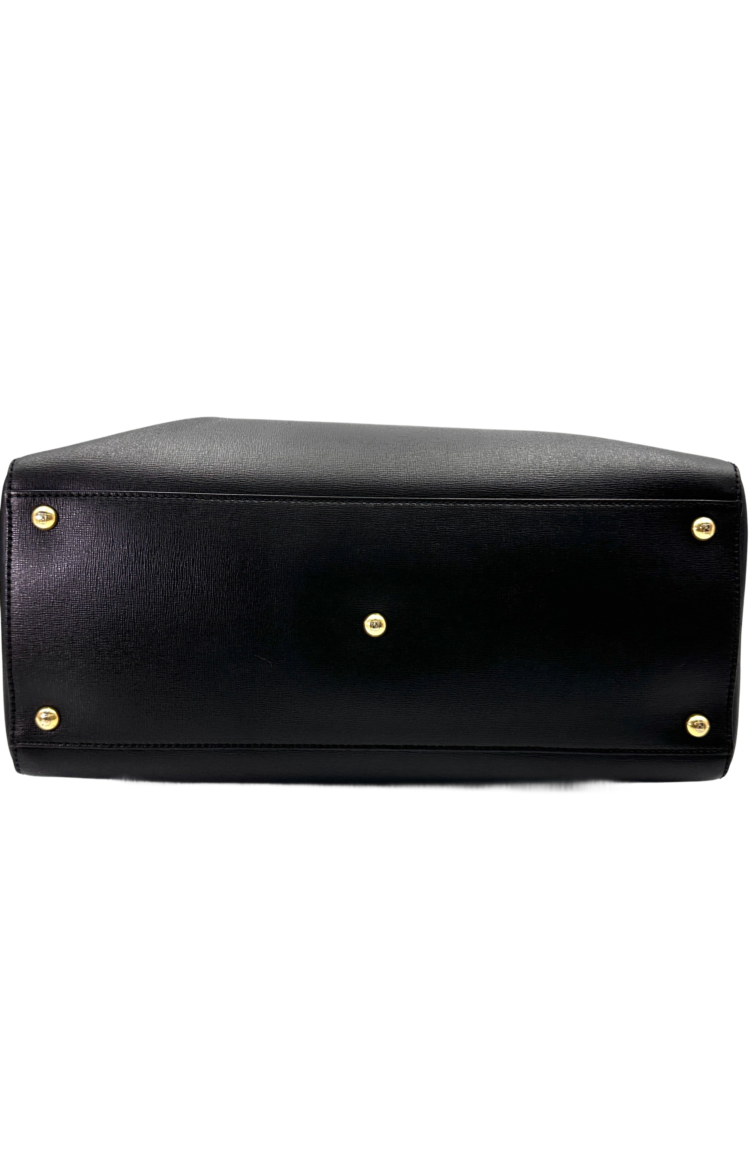 Fendi 2Jours Black Leather Tote Handle Bag FF106