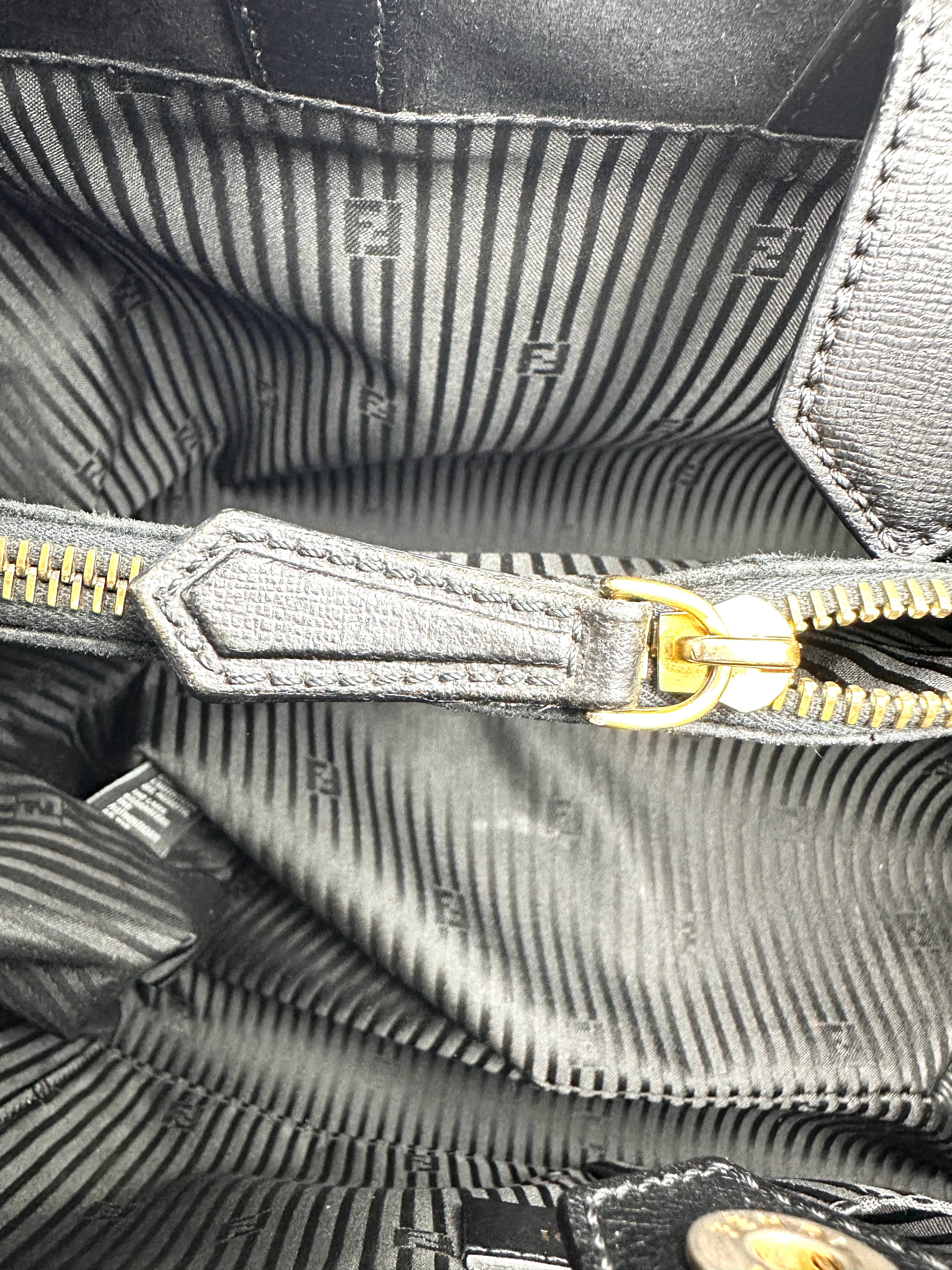 Fendi 2Jours Black Leather Tote Handle Bag FF106