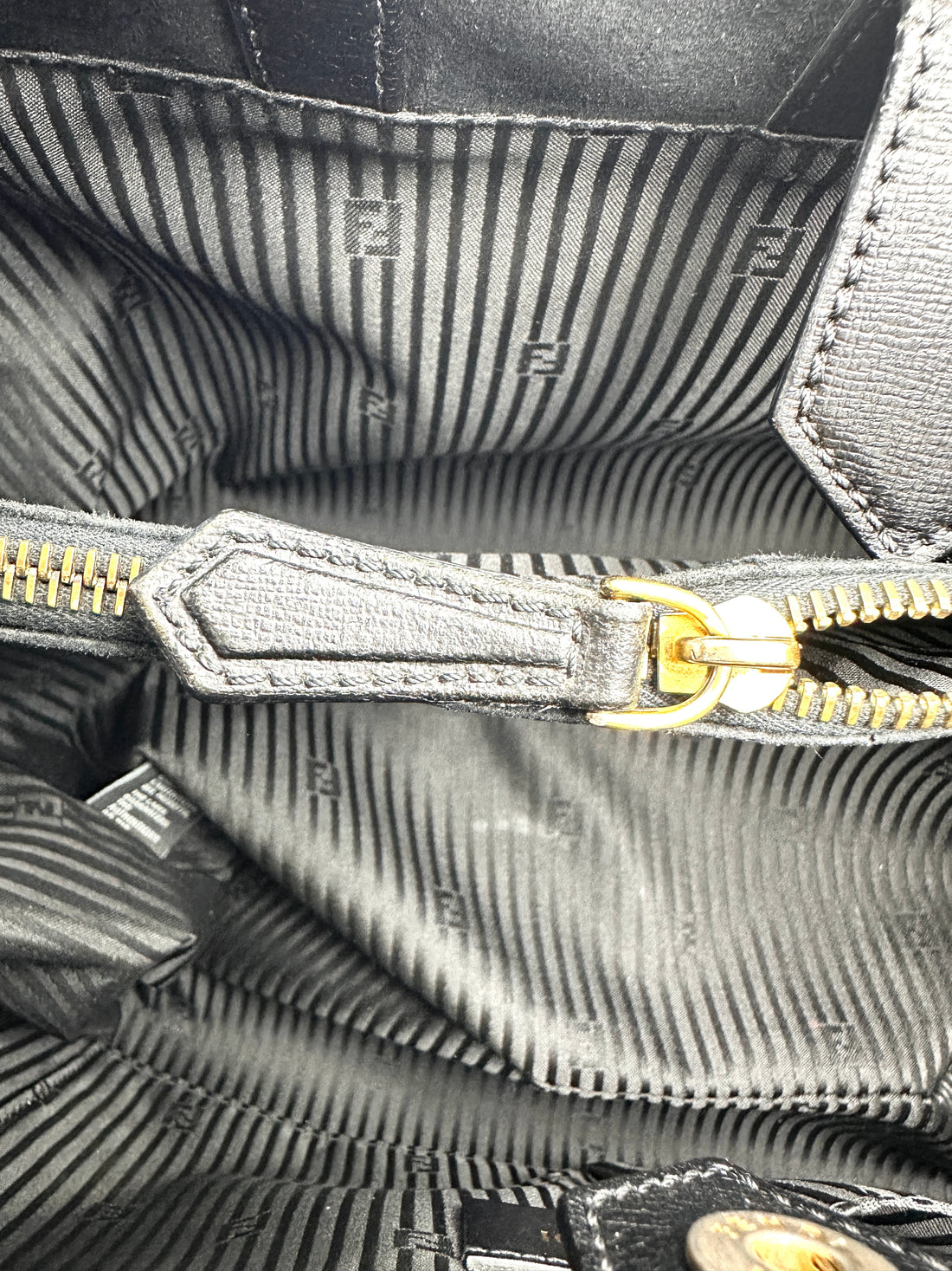 Fendi 2Jours Black Leather Tote Handle Bag FF106