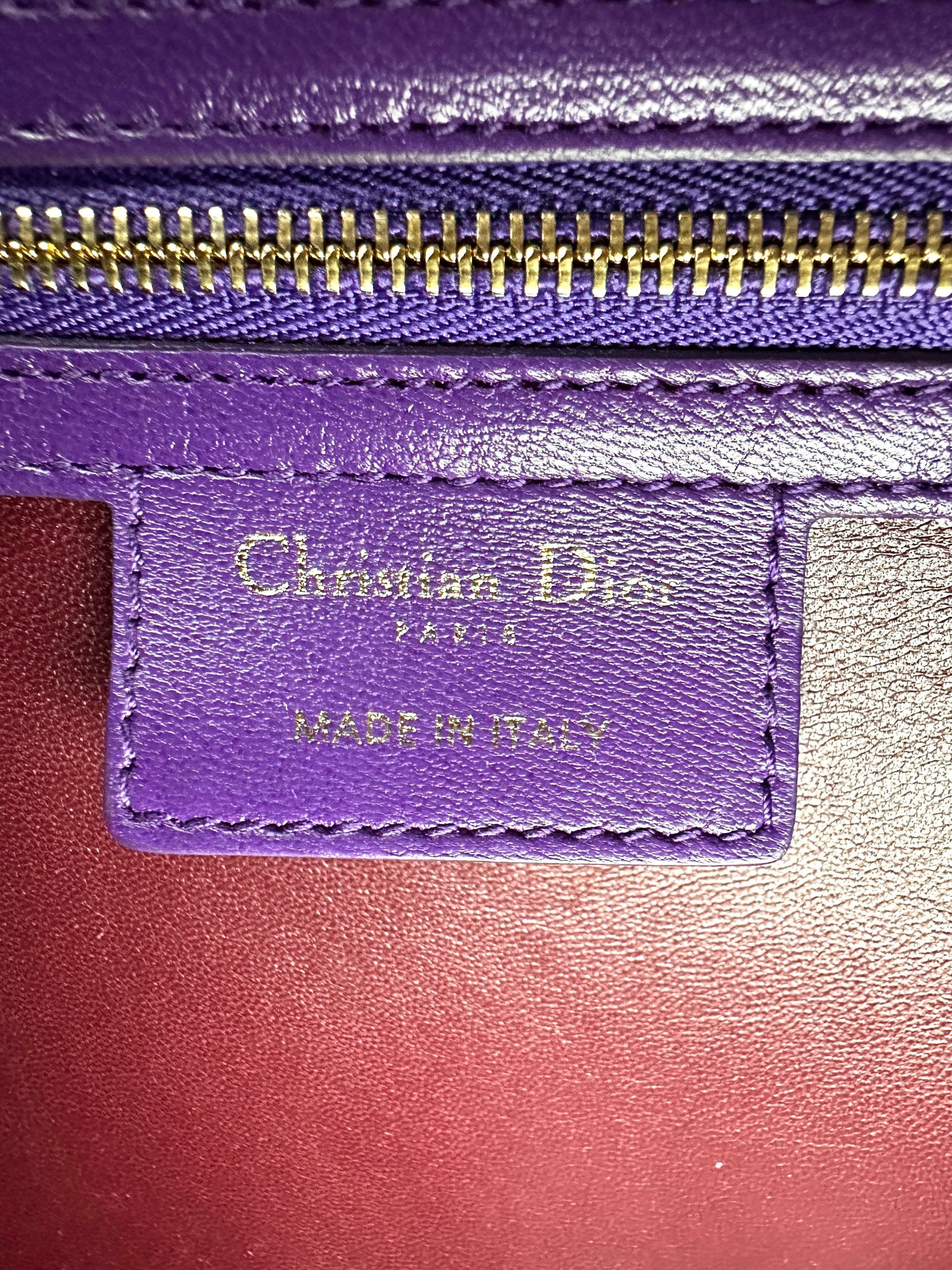 Christian Dior Lady Dior Red Cannage Leather Handle Bag With Silver Charms DR745